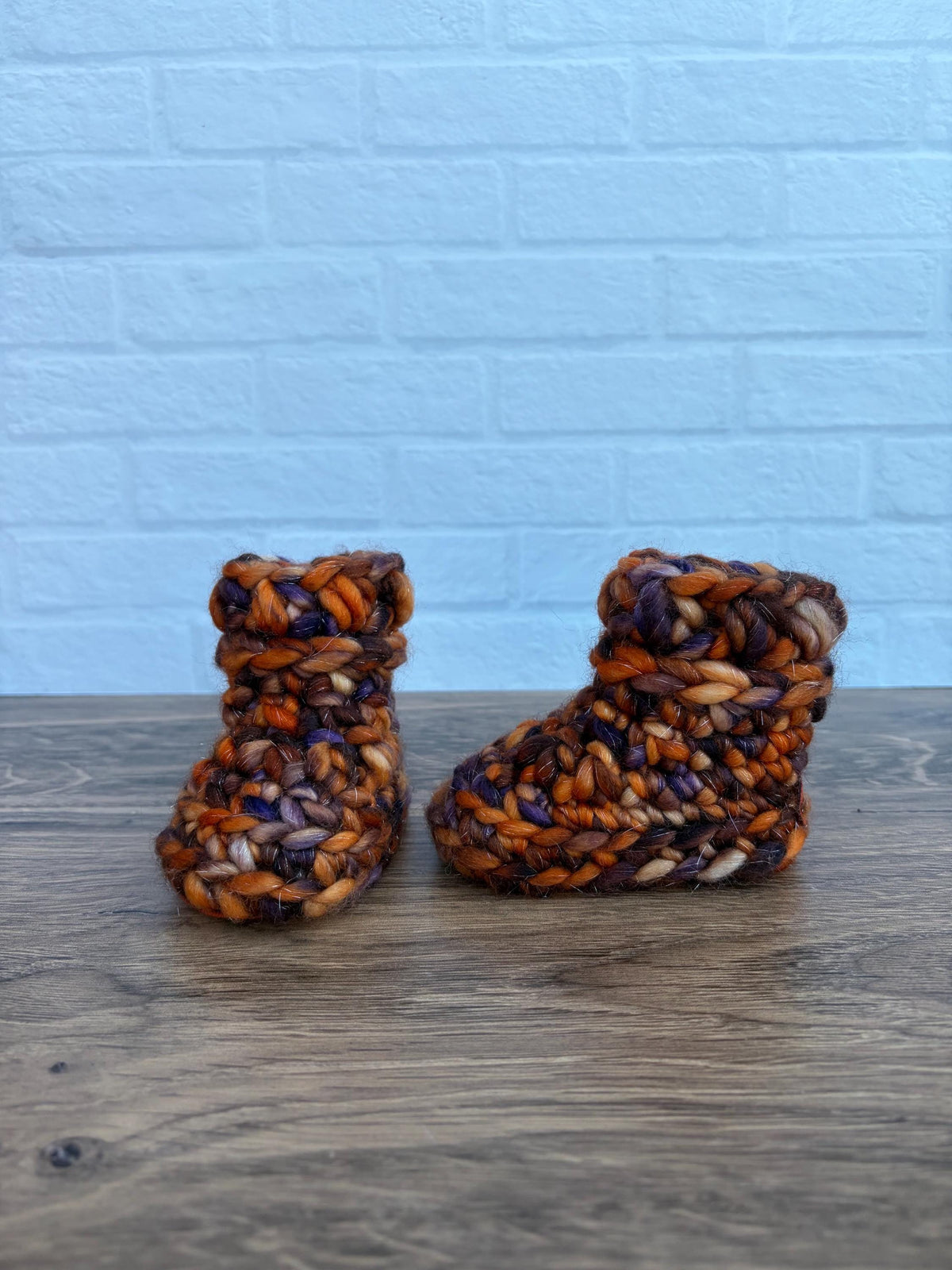 3-6 months - Luxury Sparkly Halloween Merino Wool Crochet Baby Booties - Hand Crocheted Baby Booties with Hand Dyed Yarn