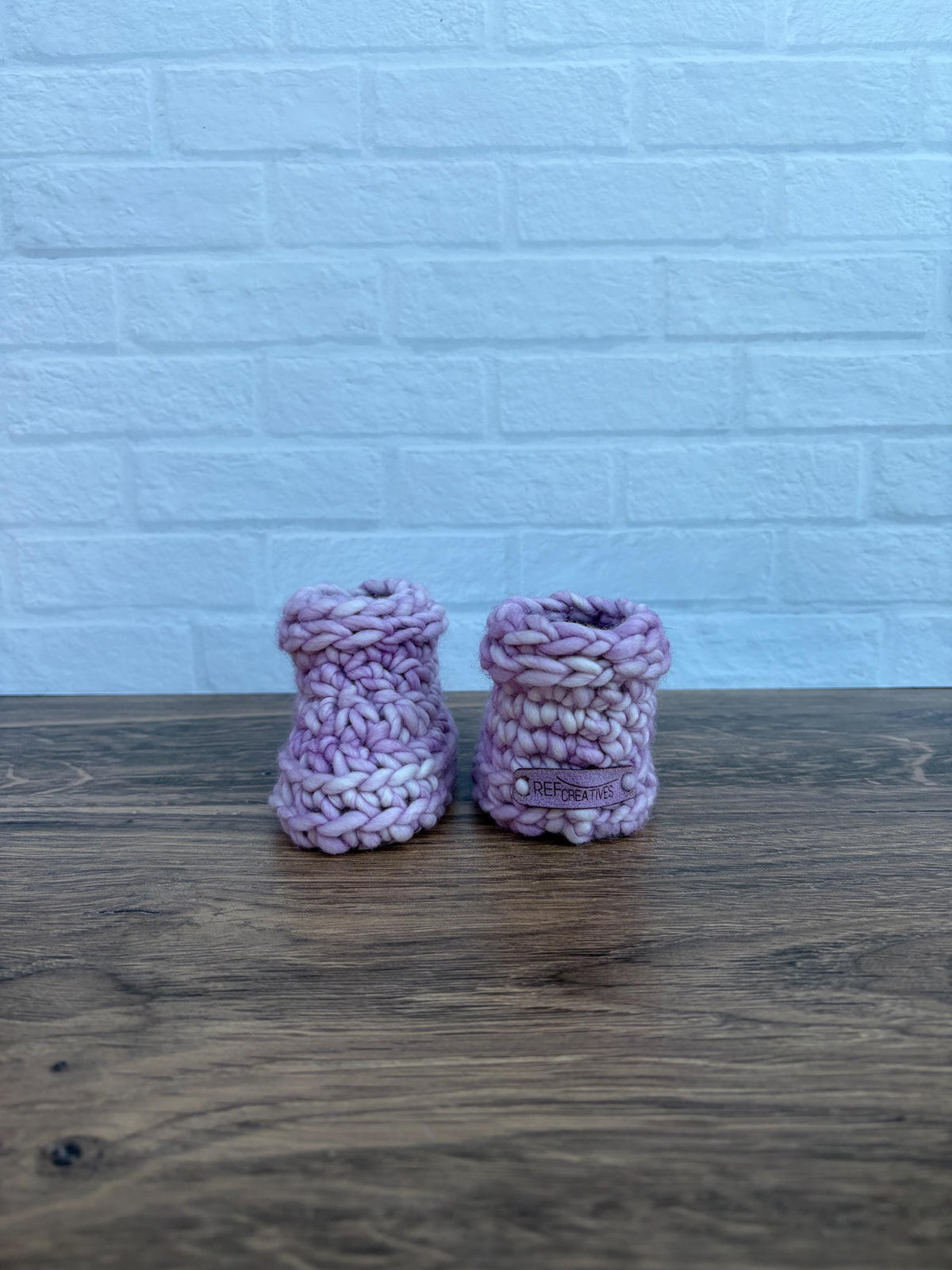 0-3 months - Luxury Lavender “Hello Cupcake” Merino Wool Crochet Baby Booties - Hand Crocheted Baby Booties with Hand Dyed Yarn