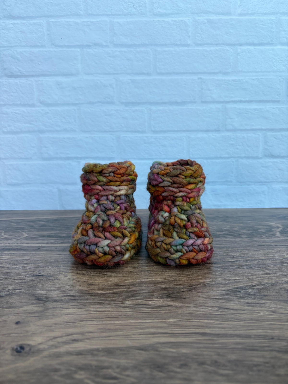 3-6 months - Luxury “Little Pumpkin” Merino Wool Crochet Baby Booties - Hand Crocheted Baby Booties with Hand Dyed Yarn