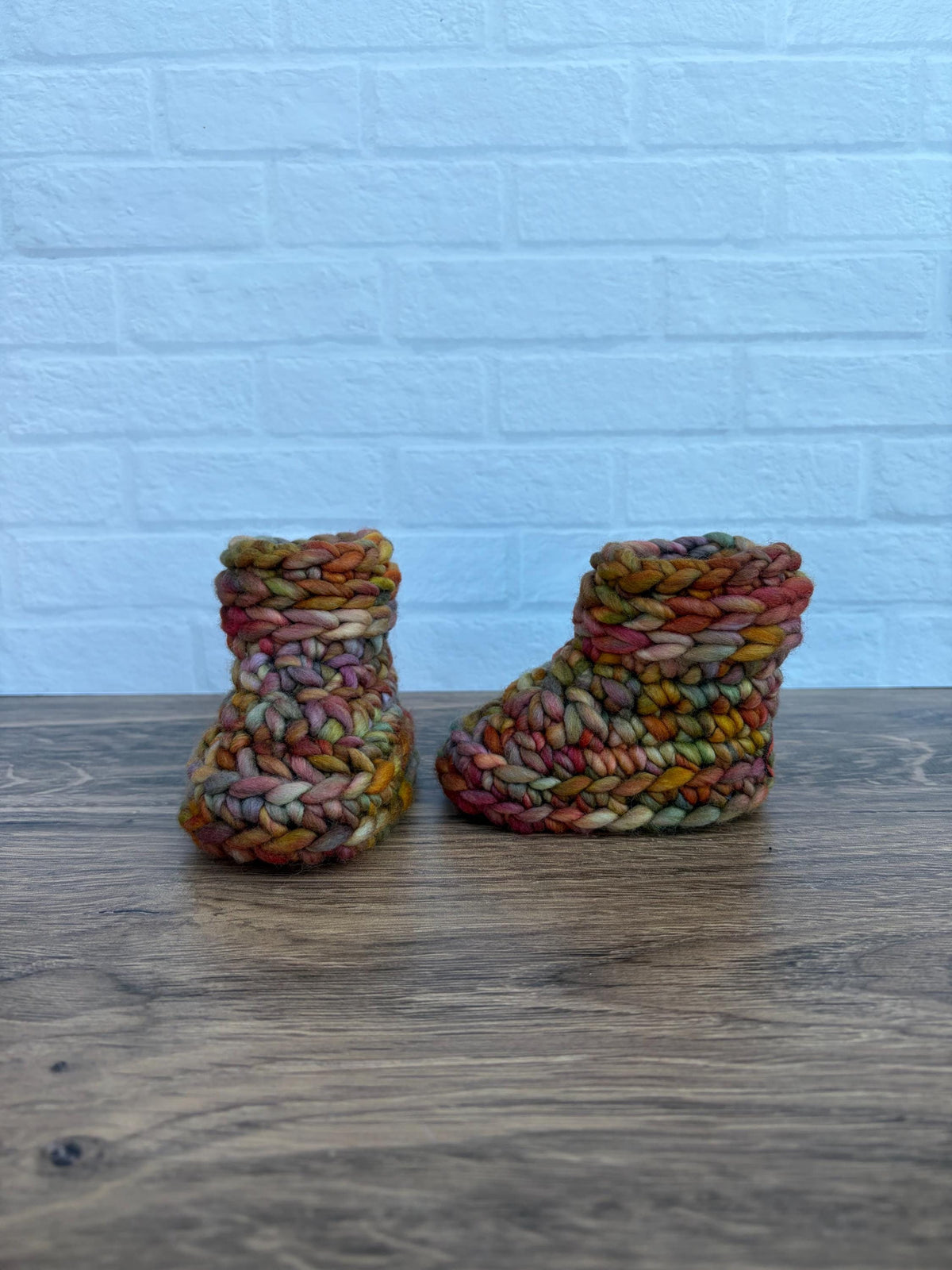 3-6 months - Luxury “Little Pumpkin” Merino Wool Crochet Baby Booties - Hand Crocheted Baby Booties with Hand Dyed Yarn