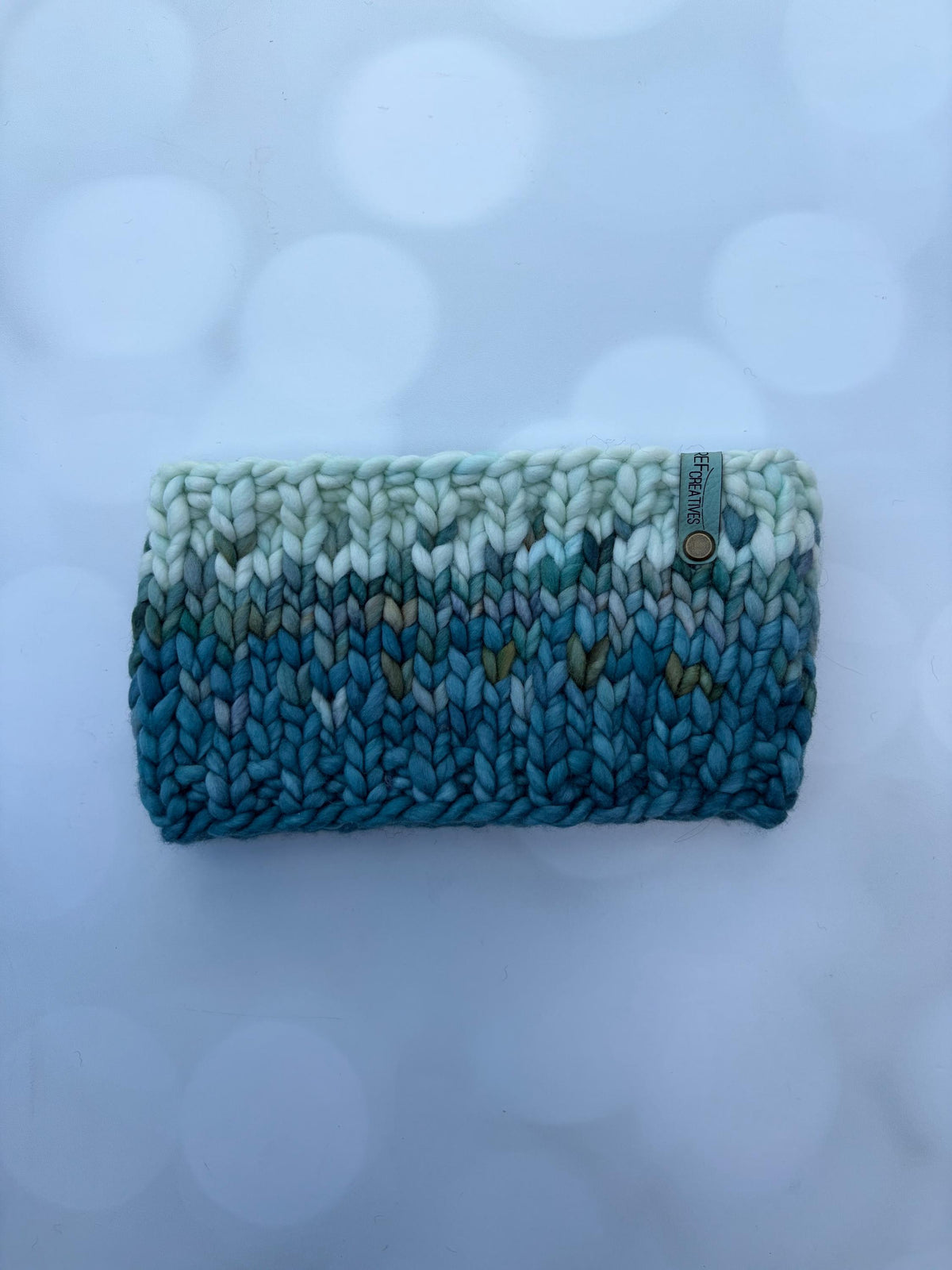 Luxury Teals and Greens Hand Knit Merino Wool Ear Warmer with Hand Dyed Yarn