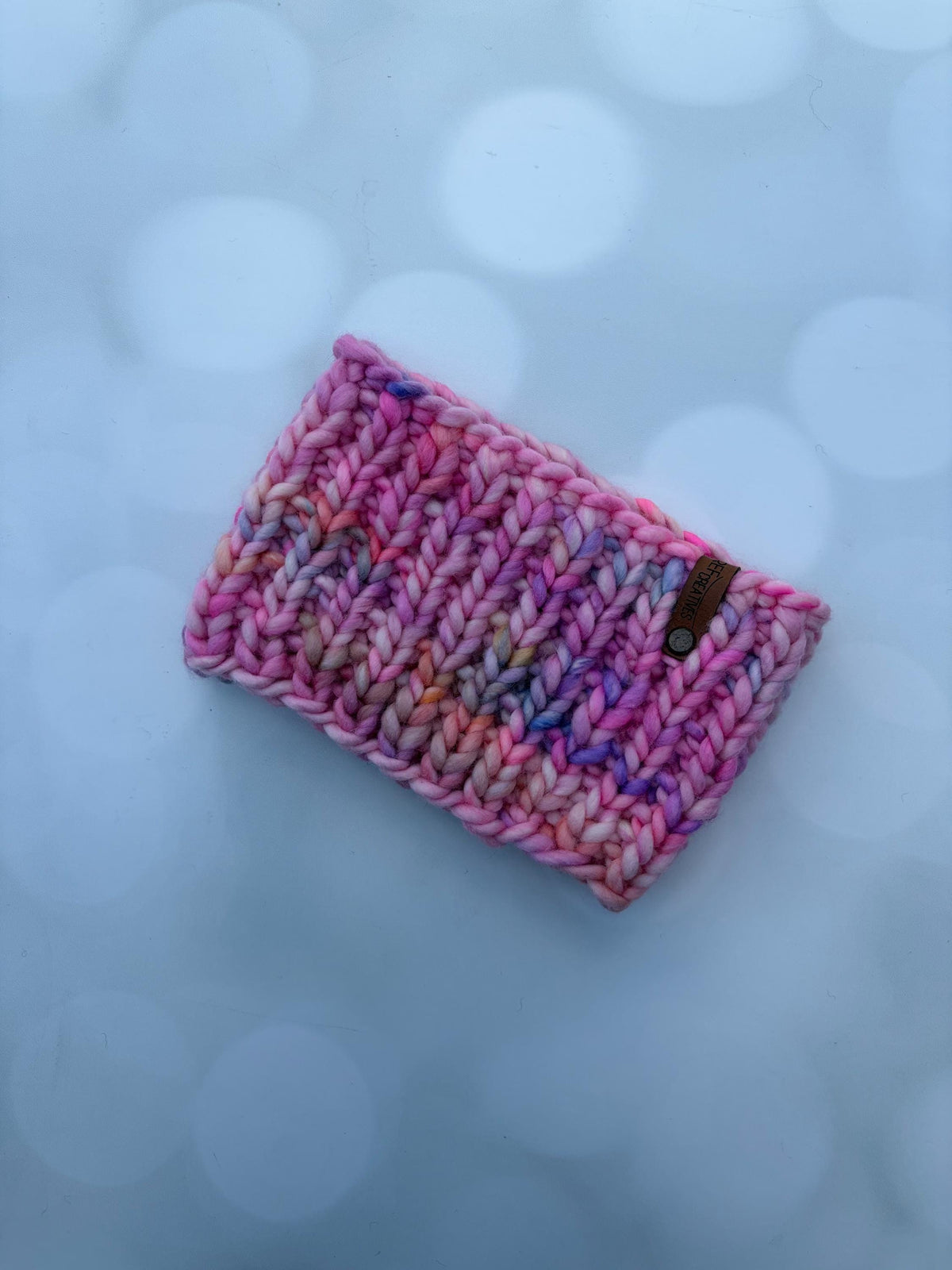 Luxury Pink Hand Knit Merino Wool Ear Warmer with Hand Dyed Yarn
