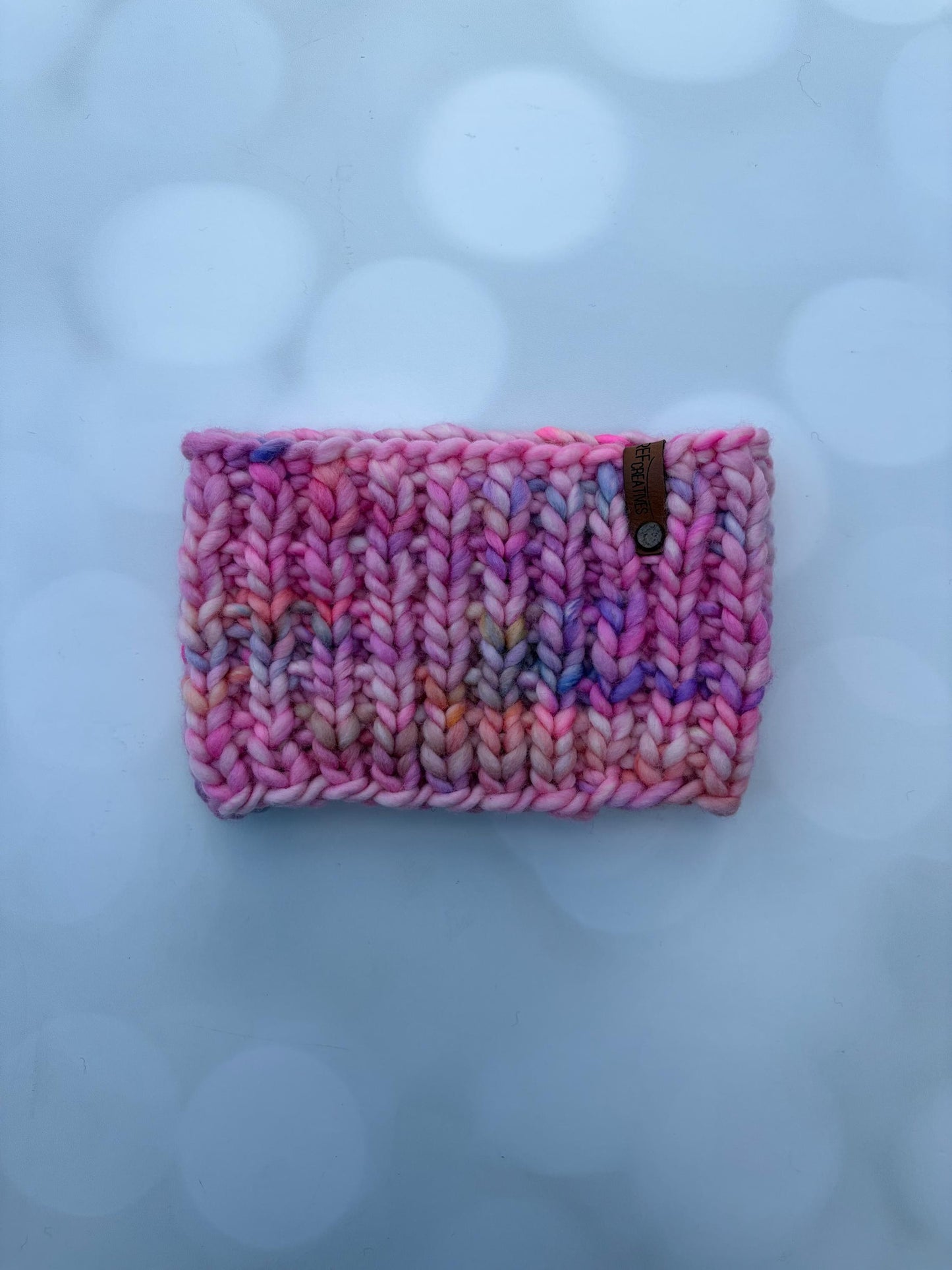 Luxury Pink Hand Knit Merino Wool Ear Warmer with Hand Dyed Yarn