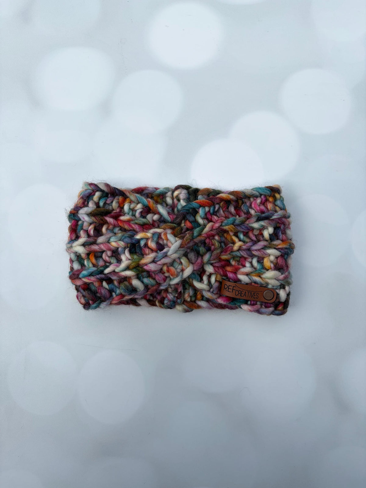 Luxury Muted Rainbow Hand Knit Ear Warmer with Hand Dyed Yarn