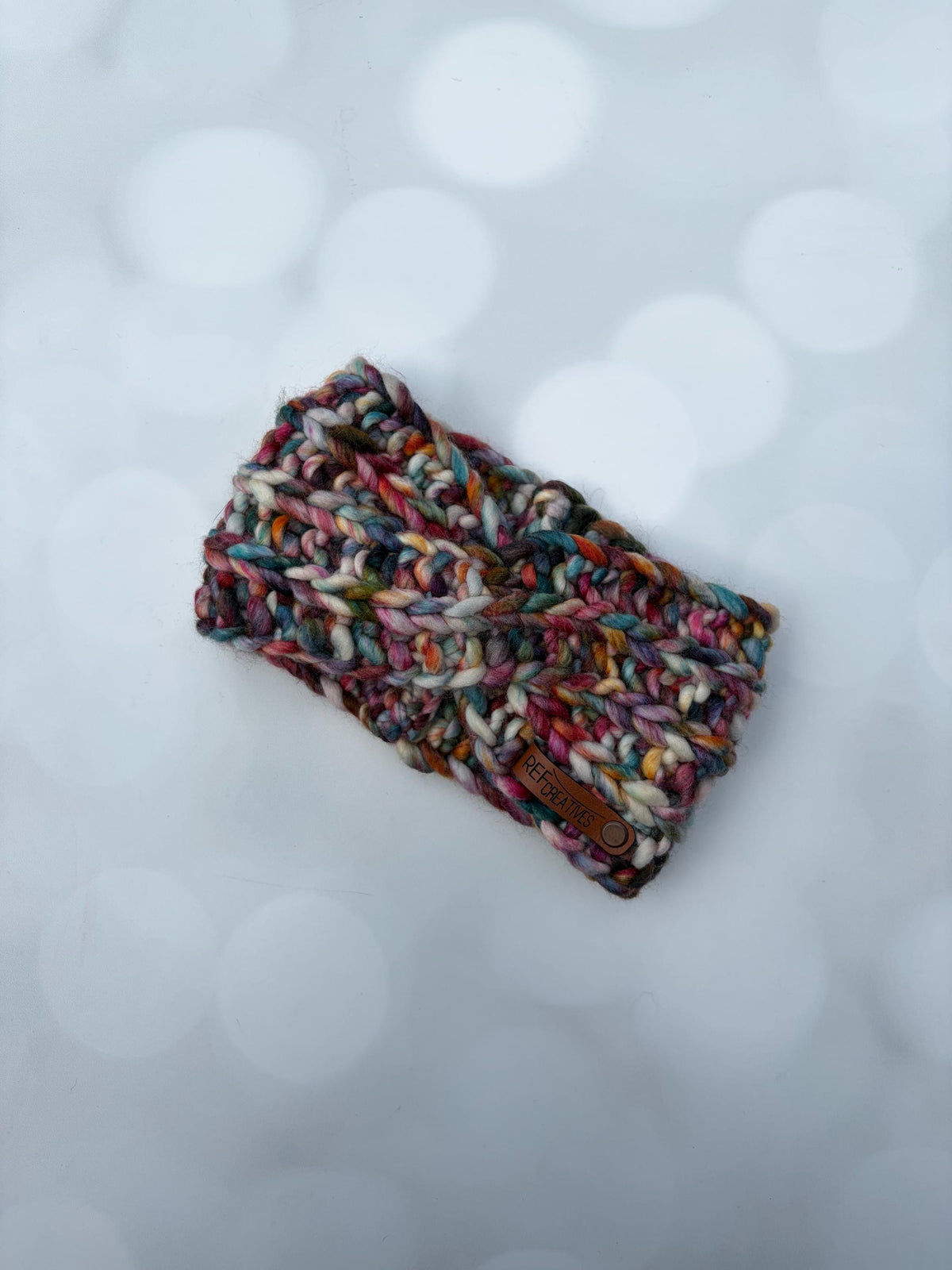 Luxury Muted Rainbow Hand Knit Ear Warmer with Hand Dyed Yarn