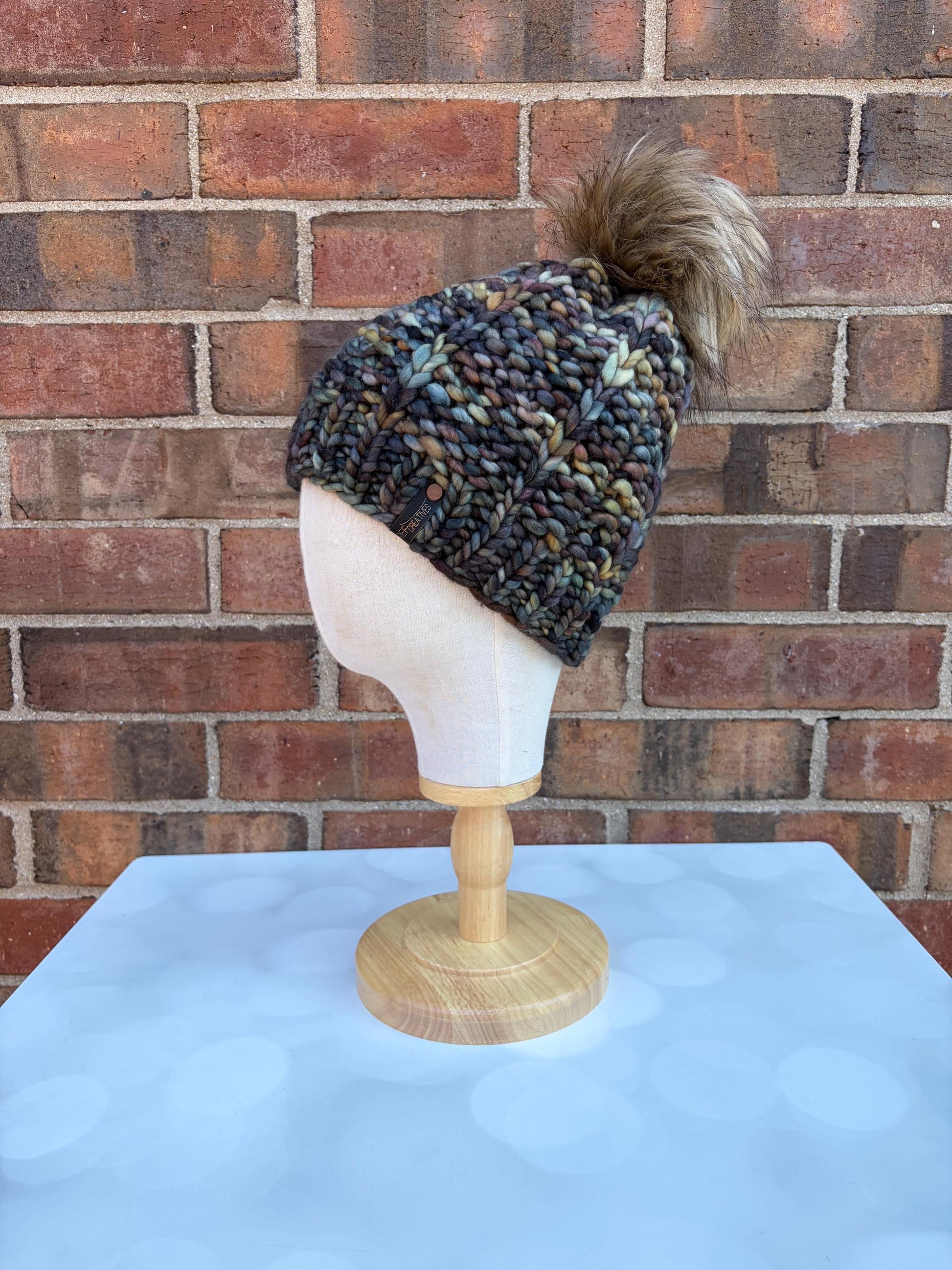 Luxury Dark Neutrals Merino Wool Ribbed Knit Hat - Saratoga Beanie Hand Knit Hat with Hand Dyed Yarn