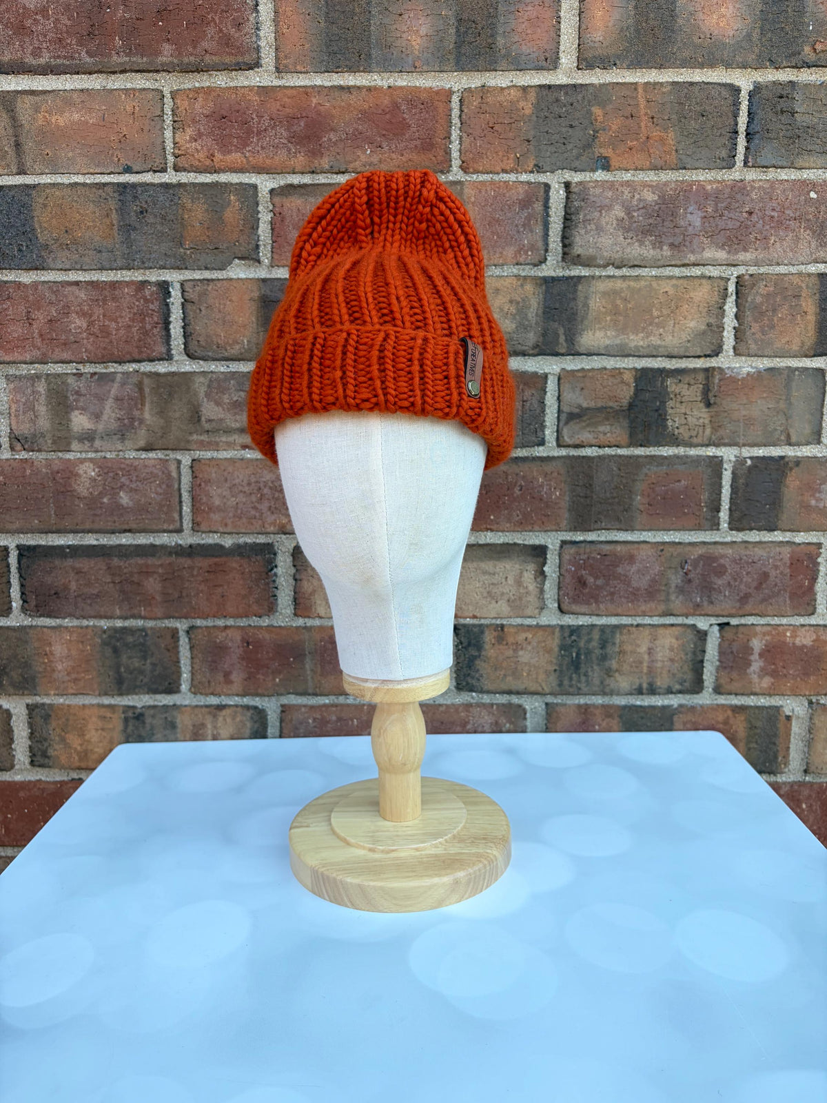 Luxury Rust Orange Merino Wool Knit Hat - Manhattan Folded Brim Beanie Hand Knit Hat