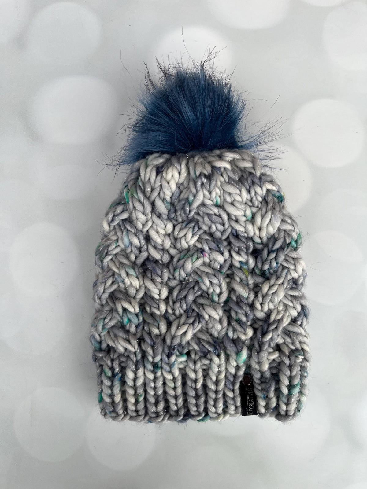 Luxury Sparkly Grey Speckled Cabled Merino Wool Knit Hat - Cables Hand Knit Hat with Hand Dyed Yarn