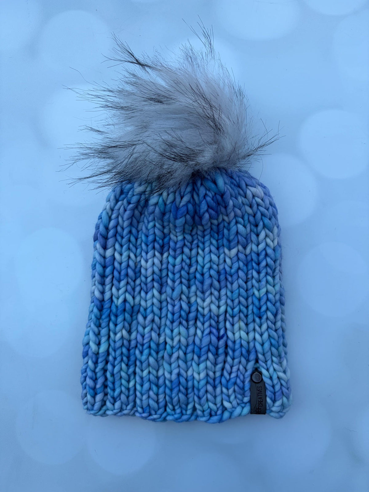 Luxury Light Blue Merino Wool Ribbed Knit Hat - Icy Aquamarine Classic Beanie Hand Knit Hat with Hand Dyed Yarn