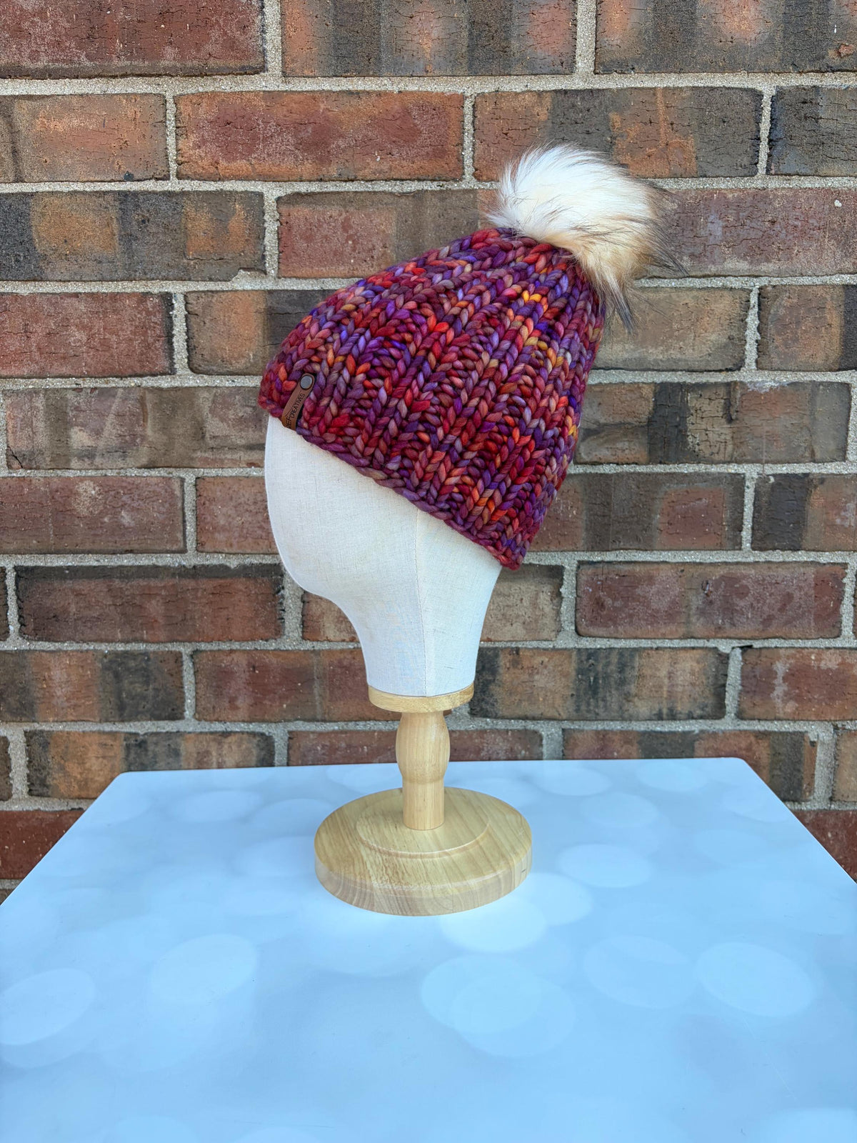 Luxury Deep Sunset Merino Wool Ribbed Knit Hat - Purple, Red, and Orange Classic Beanie Hand Knit Hat with Hand Dyed Yarn