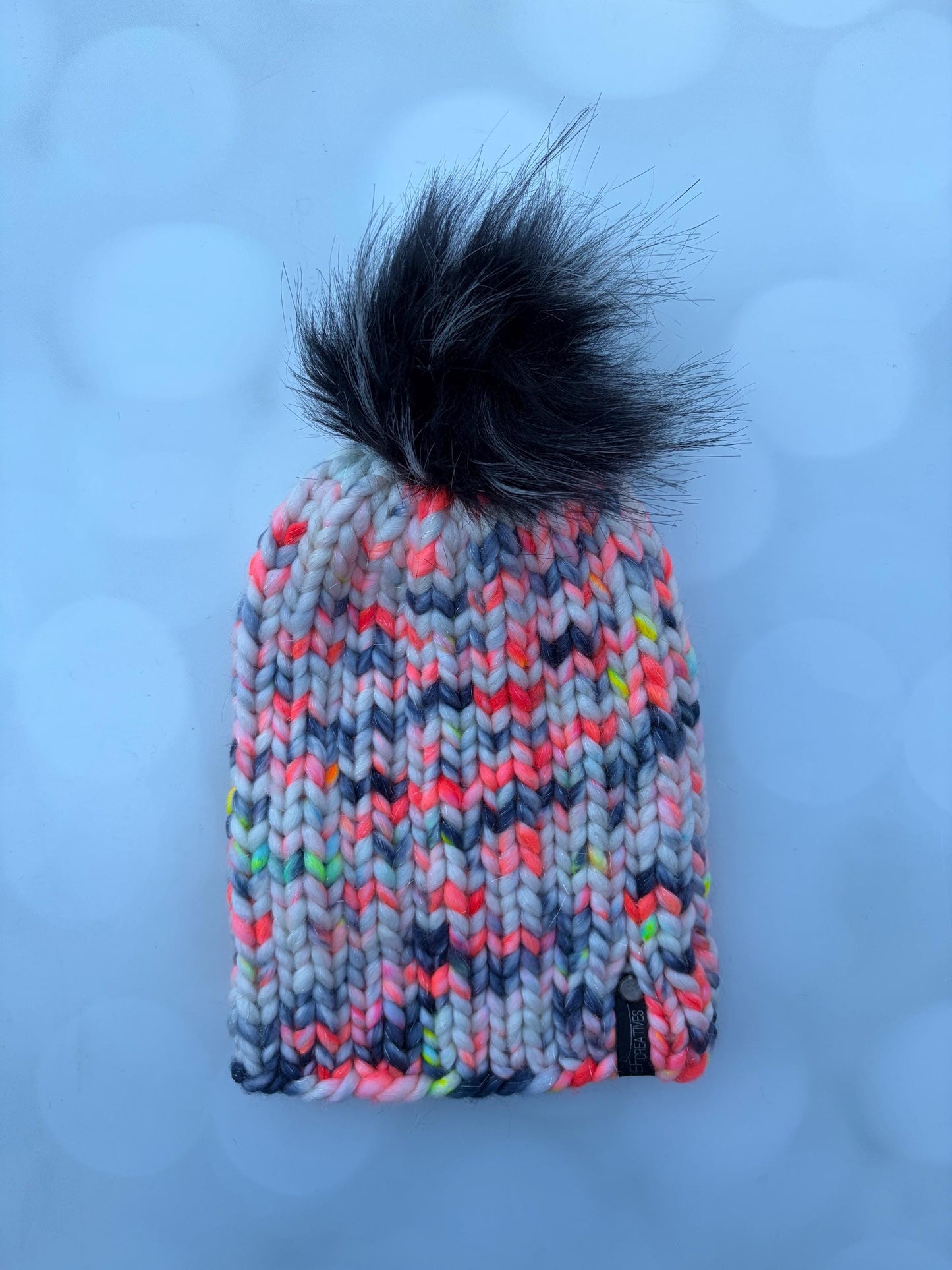 Luxury Sparkly White Black Neon Red Merino Wool Ribbed Knit Hat - 80s Classic Beanie Hand Knit Hat with Hand Dyed Yarn