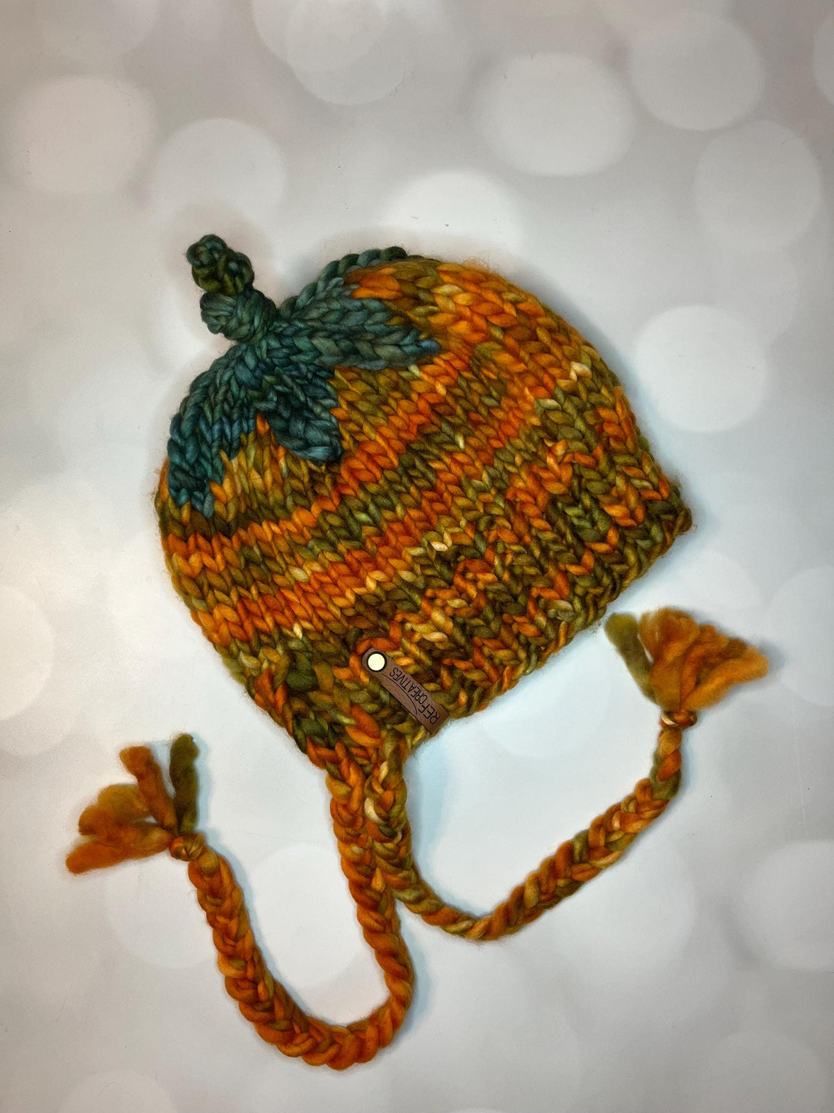 Luxury Orange Pumpkin Split Brim Merino Wool Knit Hat - Bonnet Style Knit Hat with Hand Dyed Yarn