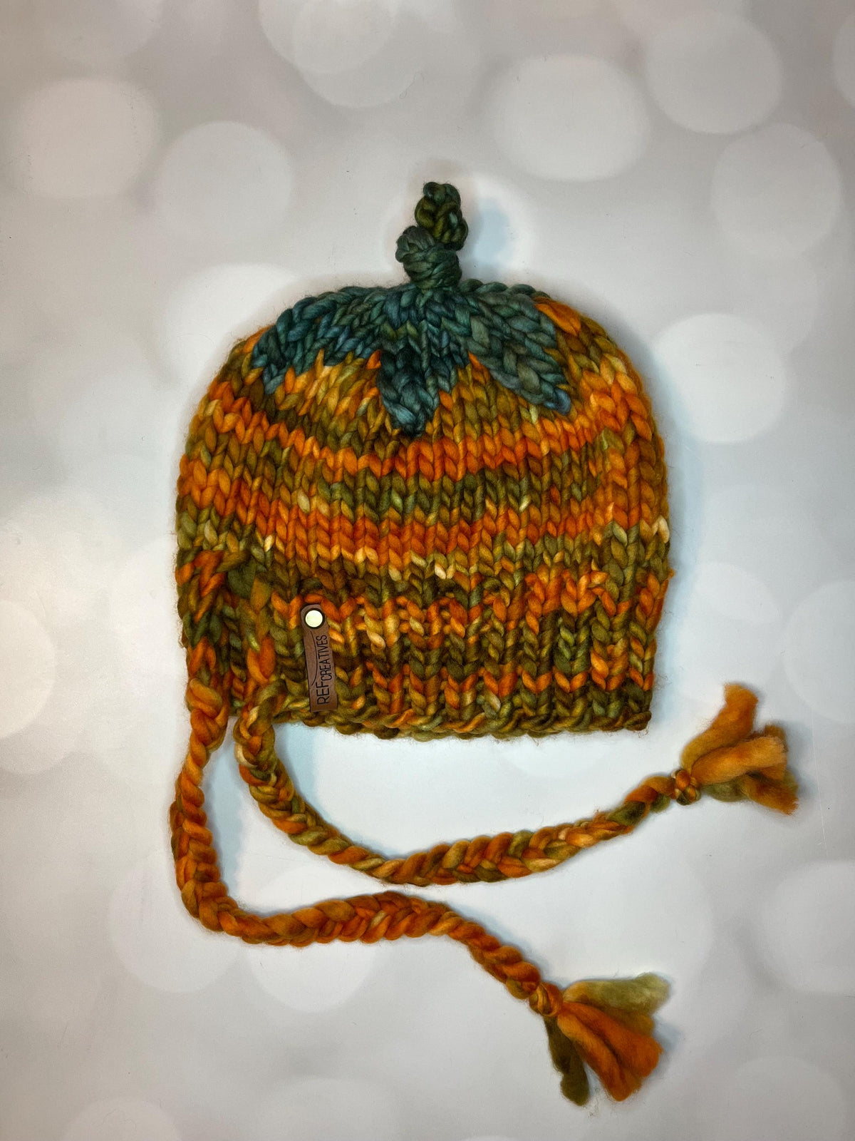 Luxury Orange Pumpkin Split Brim Merino Wool Knit Hat - Bonnet Style Knit Hat with Hand Dyed Yarn