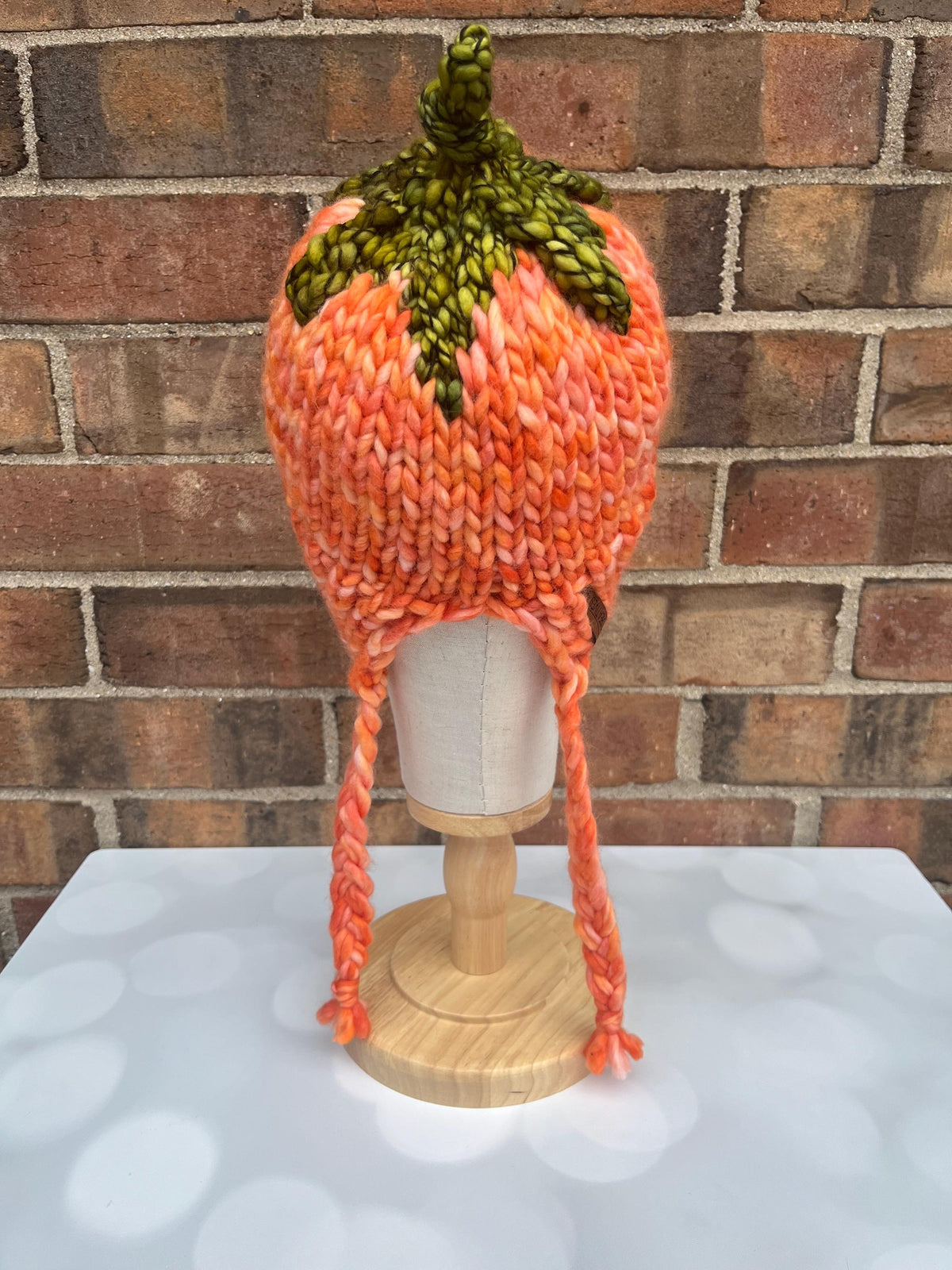 Luxury Orange Pumpkin Split Brim Merino Wool Knit Hat - Bonnet Style Knit Hat with Hand Dyed Yarn