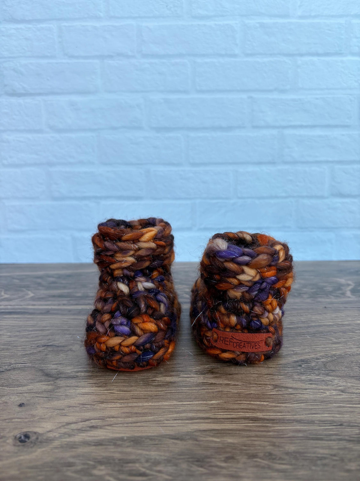 3-6 months - Luxury Sparkly “Little Pumpkin” Merino Wool Crochet Baby Booties - Hand Crocheted Baby Booties with Hand Dyed Yarn