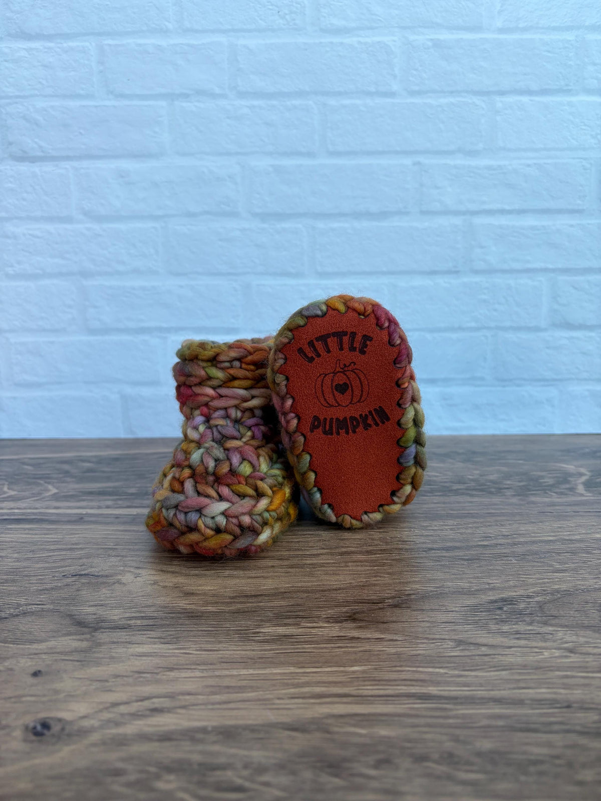 3-6 months - Luxury “Little Pumpkin” Merino Wool Crochet Baby Booties - Hand Crocheted Baby Booties with Hand Dyed Yarn