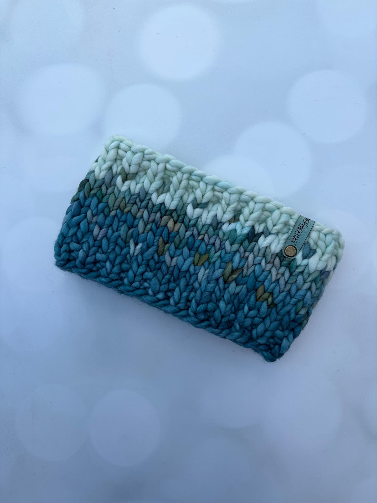 Luxury Teals and Greens Hand Knit Merino Wool Ear Warmer with Hand Dyed Yarn