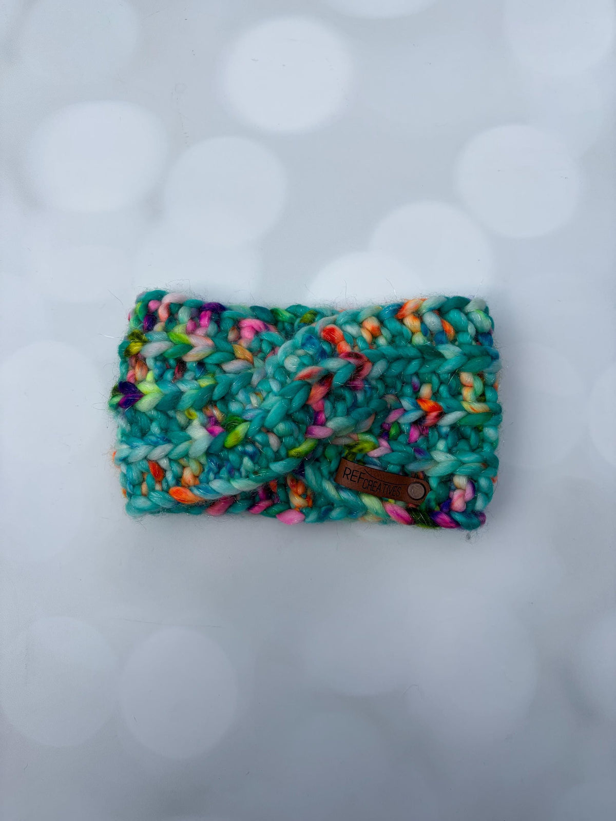 Luxury Sparkly Teal Hand Knit Ear Warmer with Hand Dyed Yarn