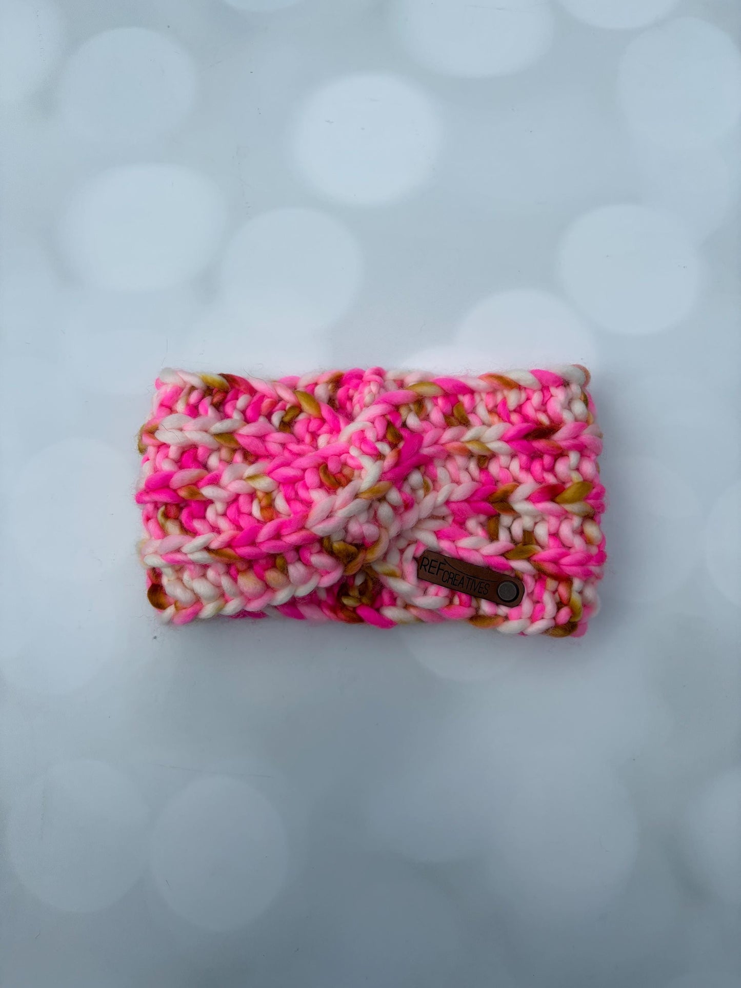 Luxury Pink Hand Knit Ear Warmer with Hand Dyed Yarn