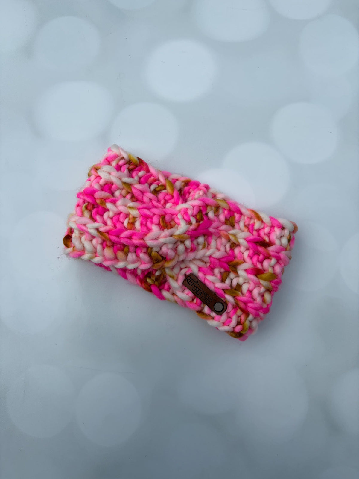 Luxury Pink Hand Knit Ear Warmer with Hand Dyed Yarn