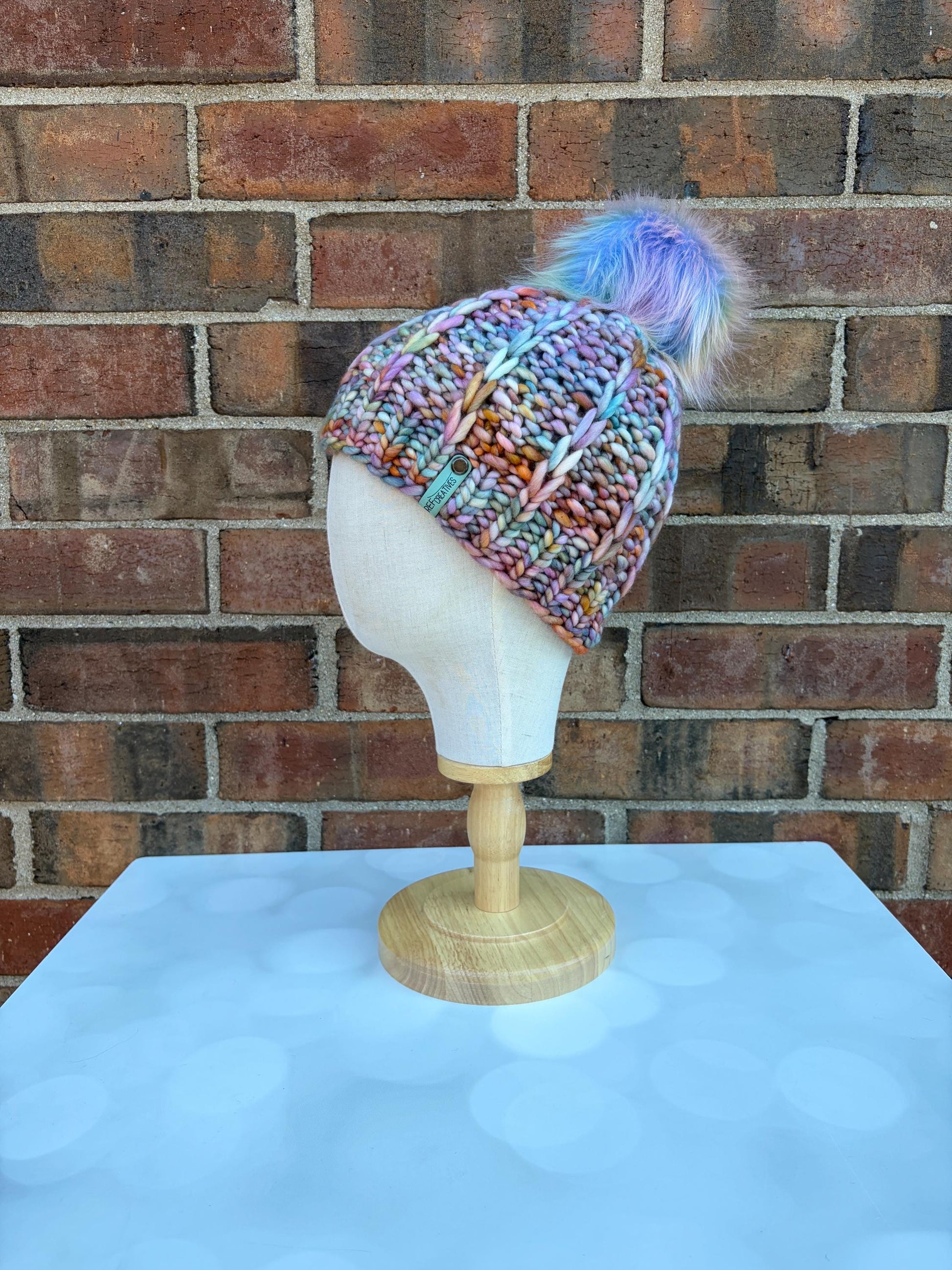 Luxury Pastel Sunrise Merino Wool Ribbed Knit Hat - Nova Beanie Hand Knit Hat with Hand Dyed Yarn
