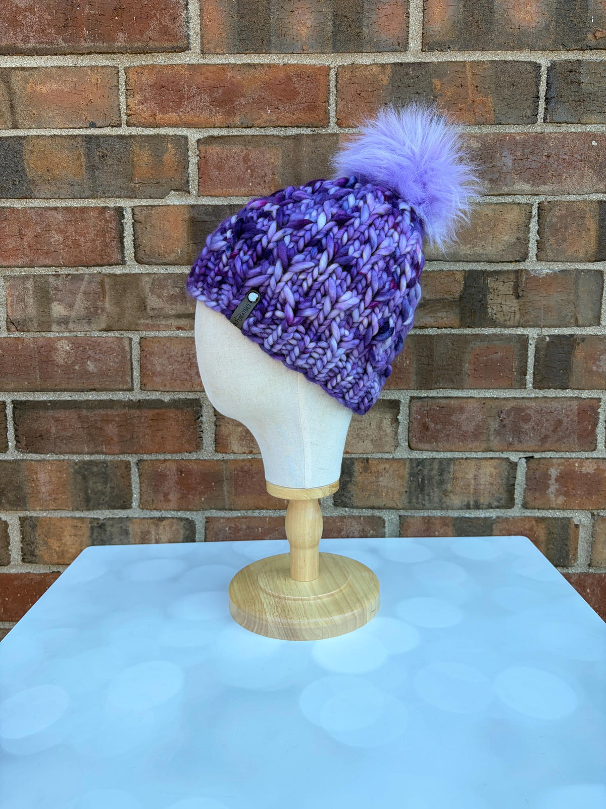 Luxury Merino Purple Knit Hat - Rosewood Bloom Beanie Hand Knit Hat with Hand Dyed Yarn