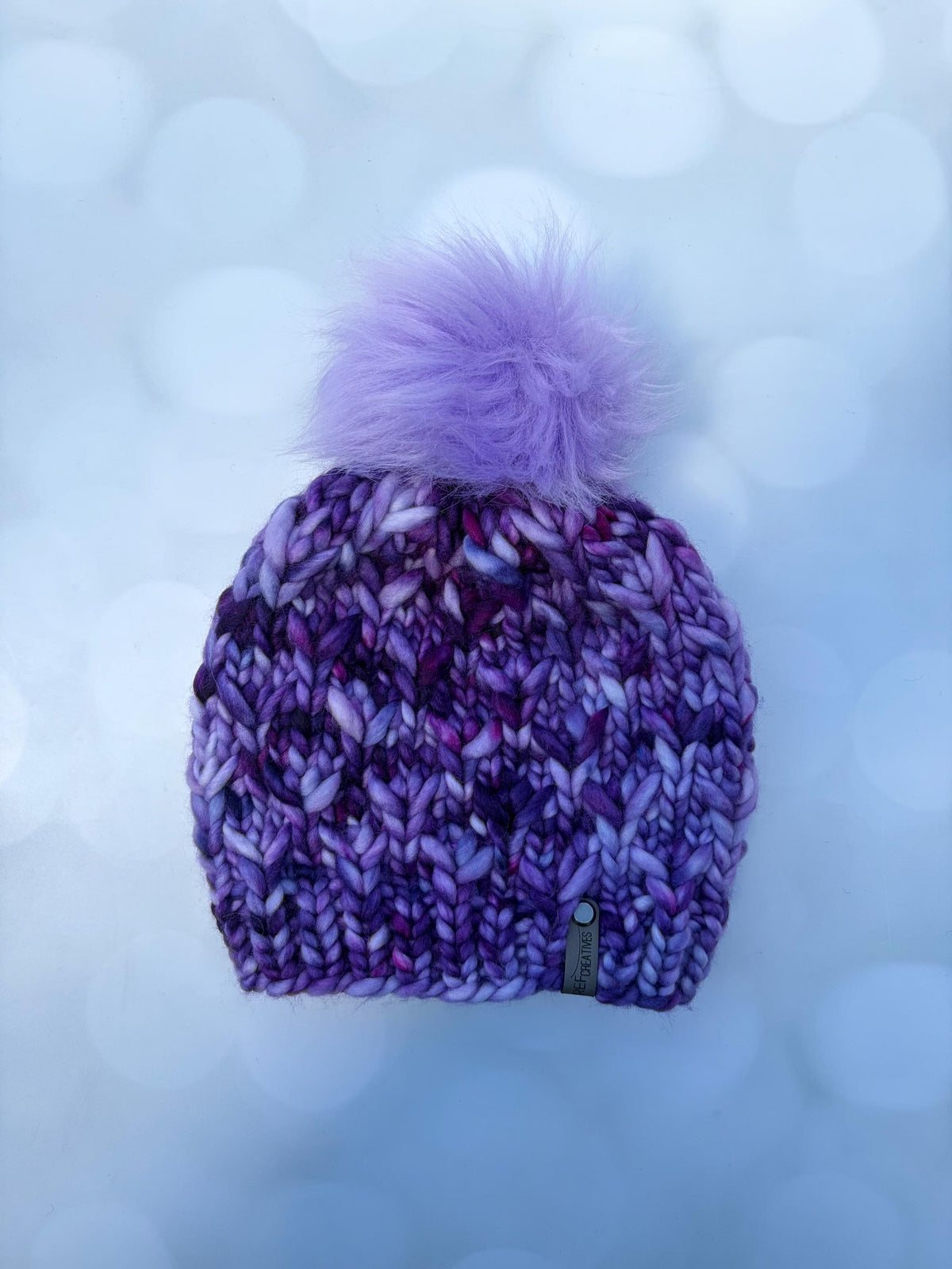Luxury Merino Purple Knit Hat - Rosewood Bloom Beanie Hand Knit Hat with Hand Dyed Yarn