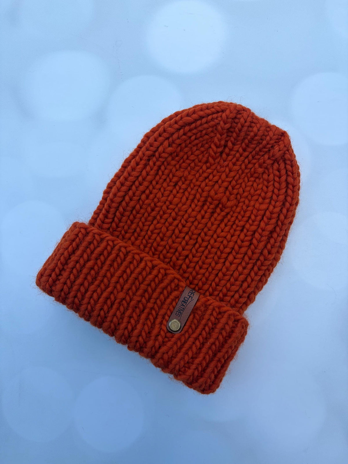 Luxury Rust Orange Merino Wool Knit Hat - Manhattan Folded Brim Beanie Hand Knit Hat