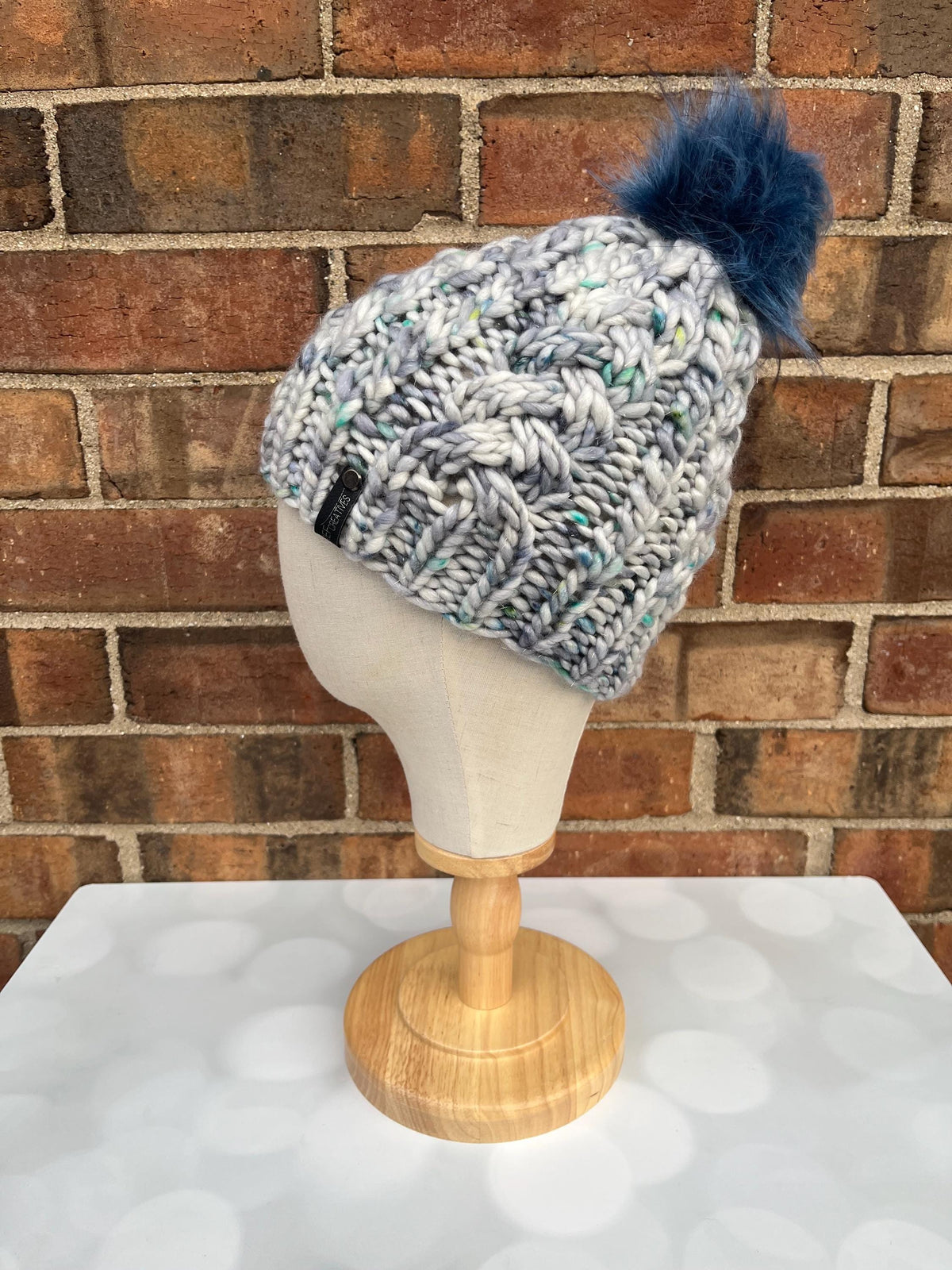 Luxury Sparkly Grey Speckled Cabled Merino Wool Knit Hat - Cables Hand Knit Hat with Hand Dyed Yarn