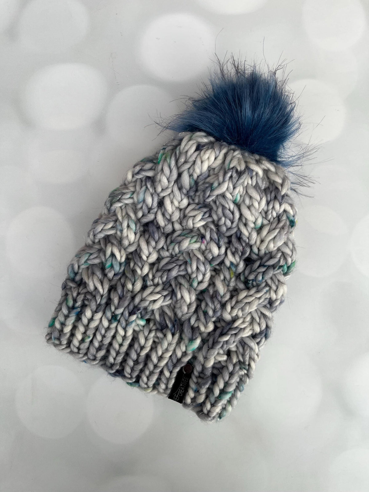 Luxury Sparkly Grey Speckled Cabled Merino Wool Knit Hat - Cables Hand Knit Hat with Hand Dyed Yarn