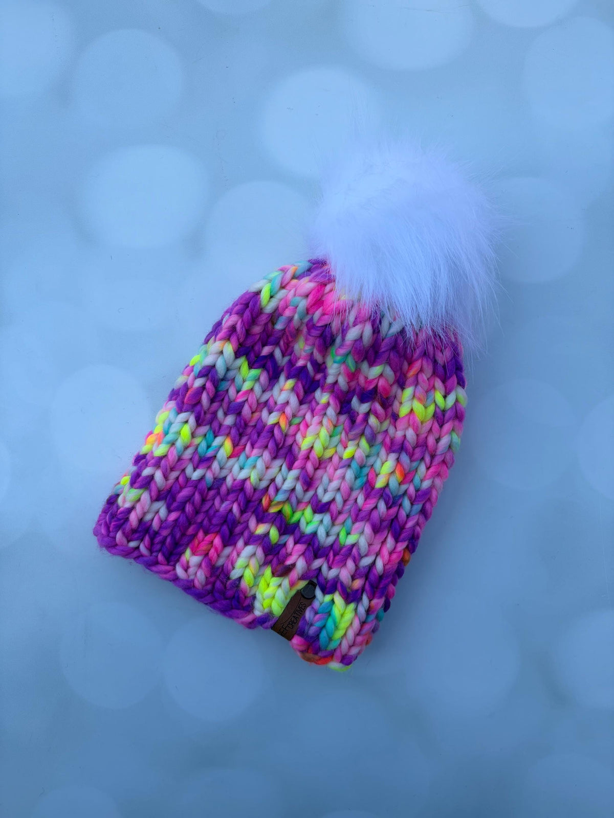 Luxury Purple Merino Wool Ribbed Knit Hat - Neon Classic Beanie Hand Knit Hat with Hand Dyed Yarn