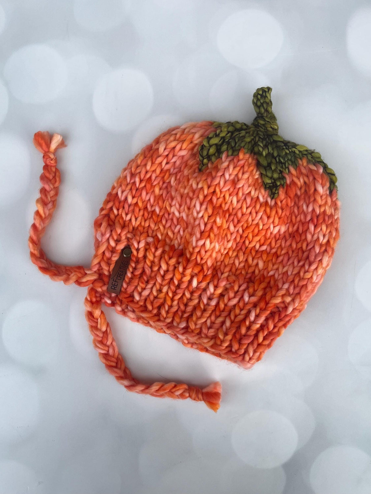 Luxury Orange Pumpkin Split Brim Merino Wool Knit Hat - Bonnet Style Knit Hat with Hand Dyed Yarn