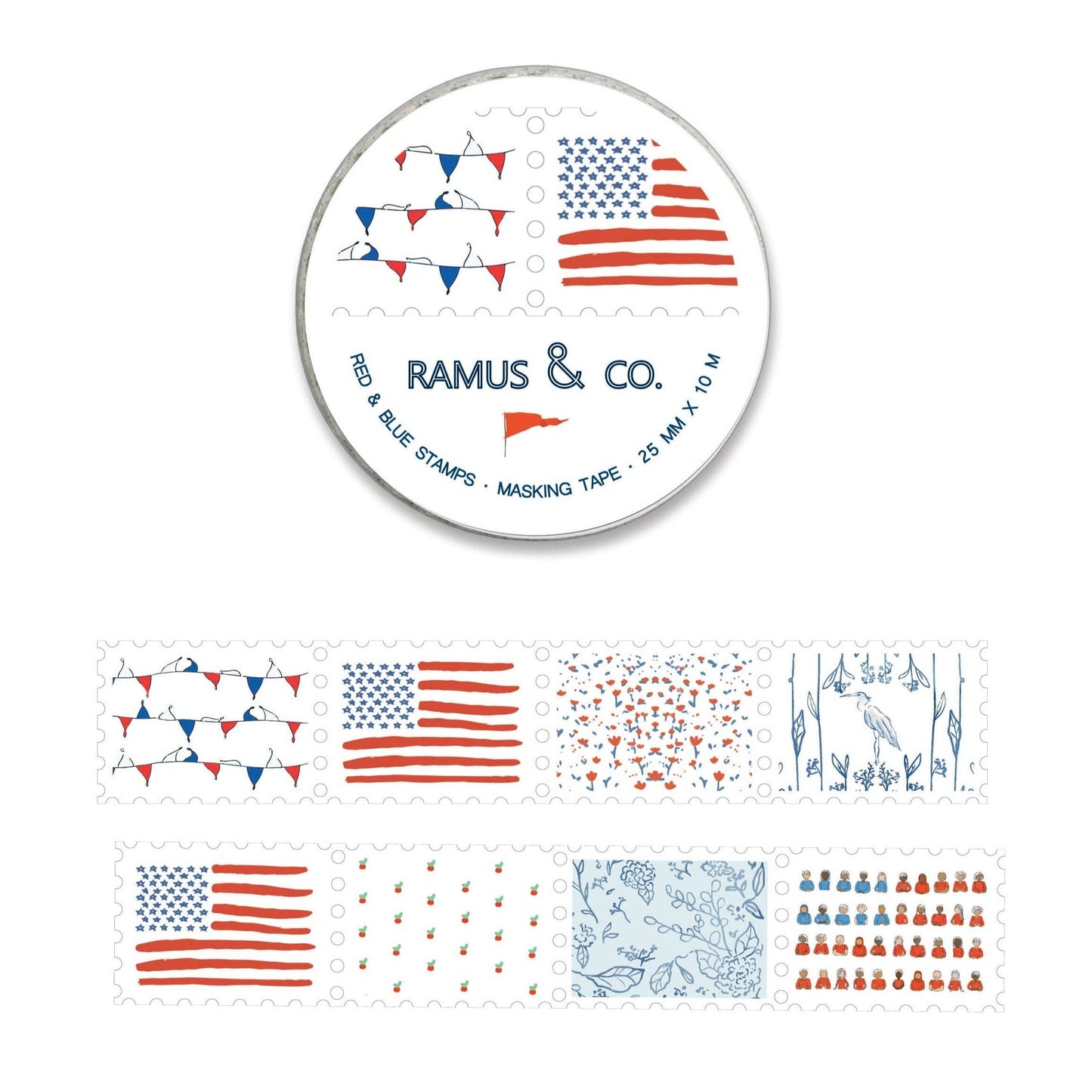 Red & Blue Masking Tape Stamps