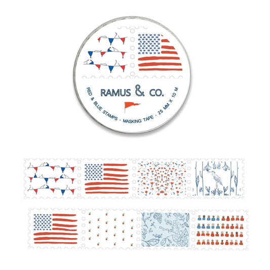 Red & Blue Masking Tape Stamps