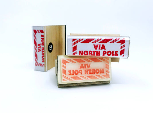 The Portland Stamp Company - Via North Pole Christmas Wooden Handle Rubber Stamp