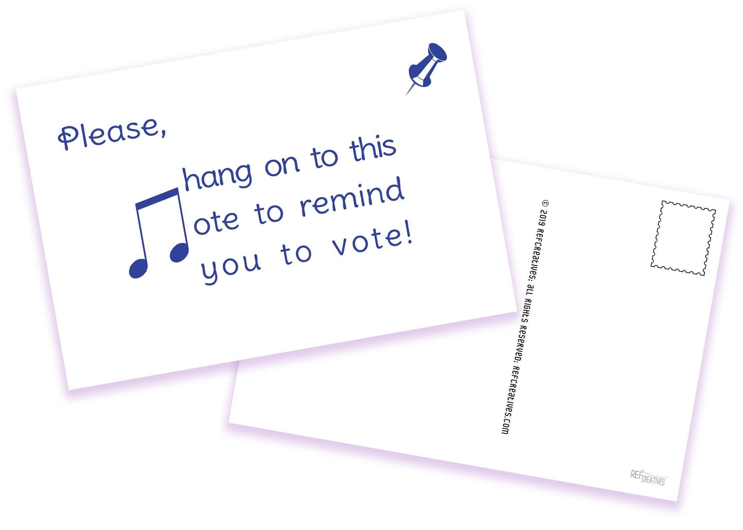 Postcards to Voters "Hang on to this Note to remind you to Vote"  Voting Reminder Postcard