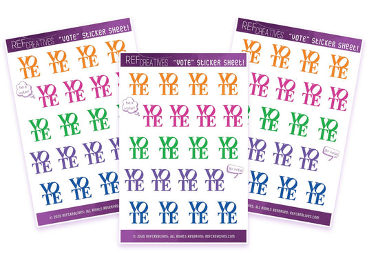 VOTE Sticker Sheet - Bright Colors