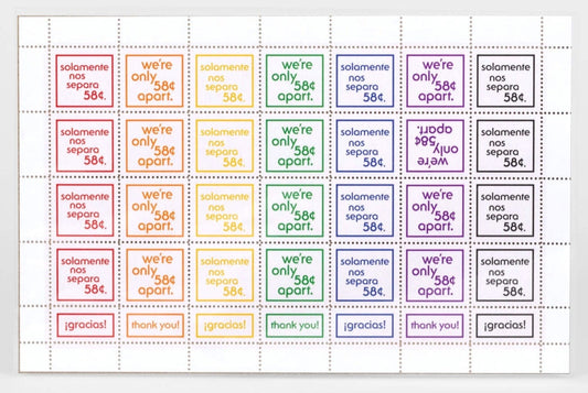 The Portland Stamp Company - We're Only 58 cents Apart Bilingual Poster Stamps - Rainbow Colors