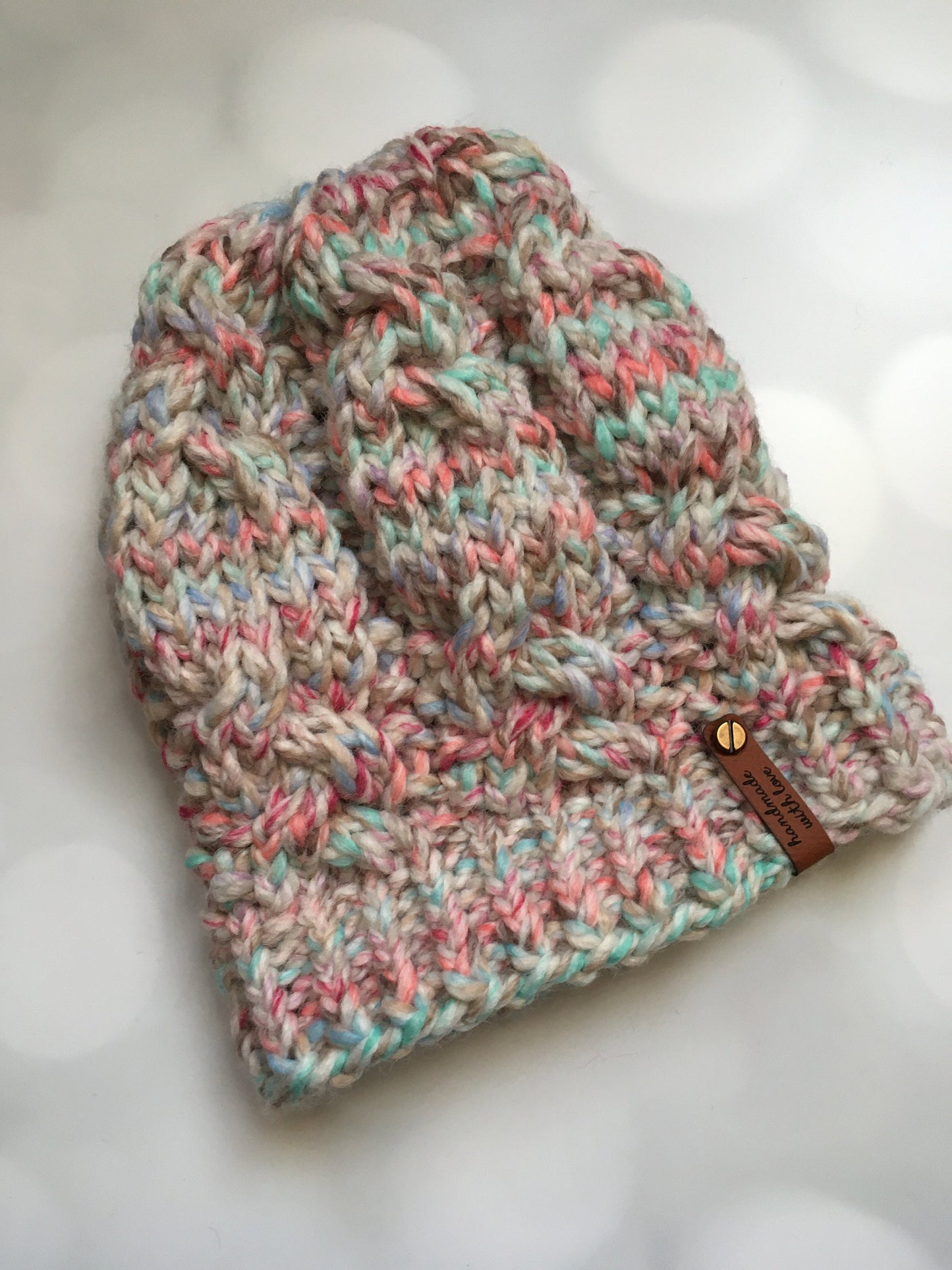 Cotton Candy Twist Hand Knit Hat