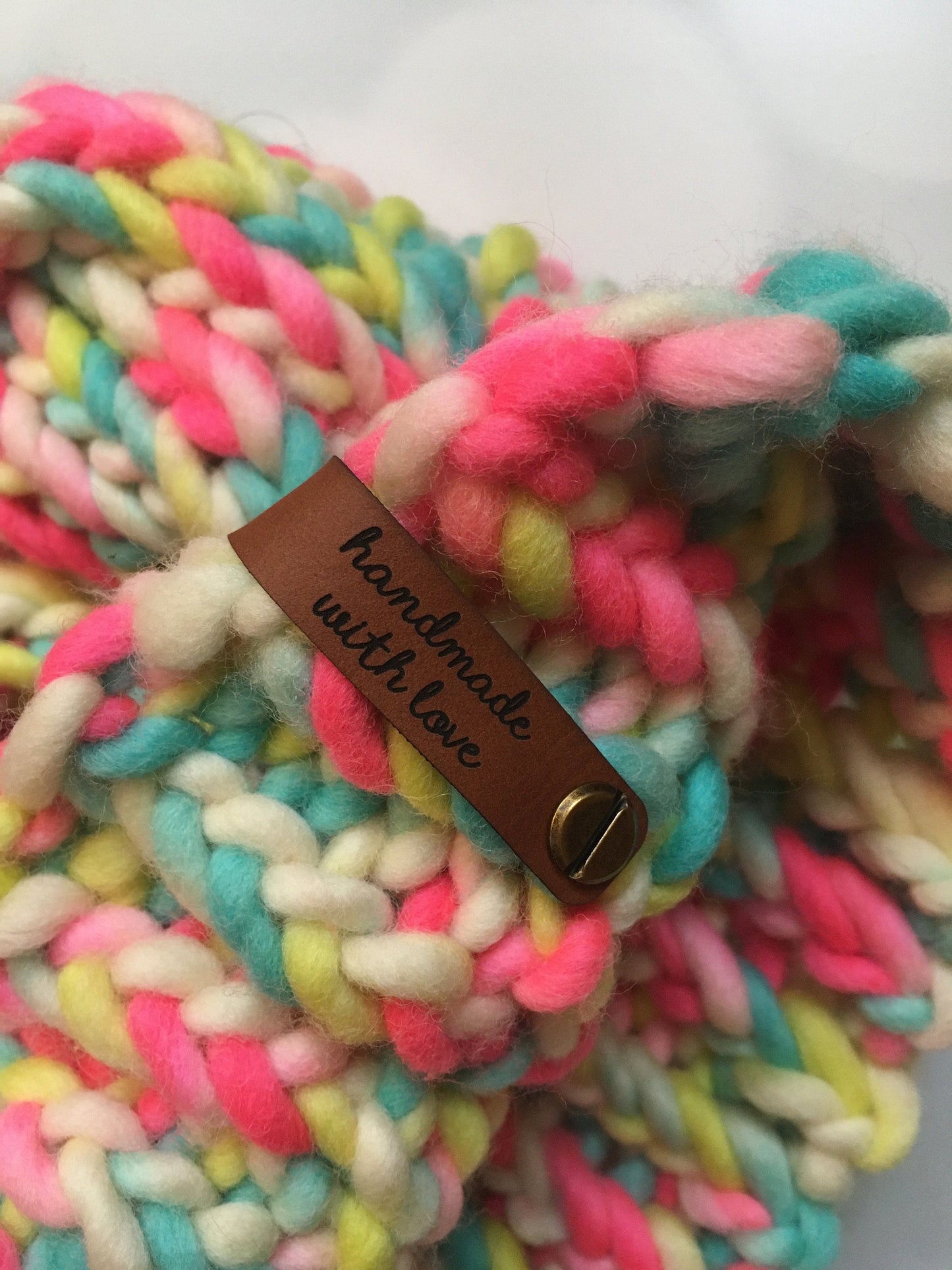 Neon Twist Hand Knit Hat