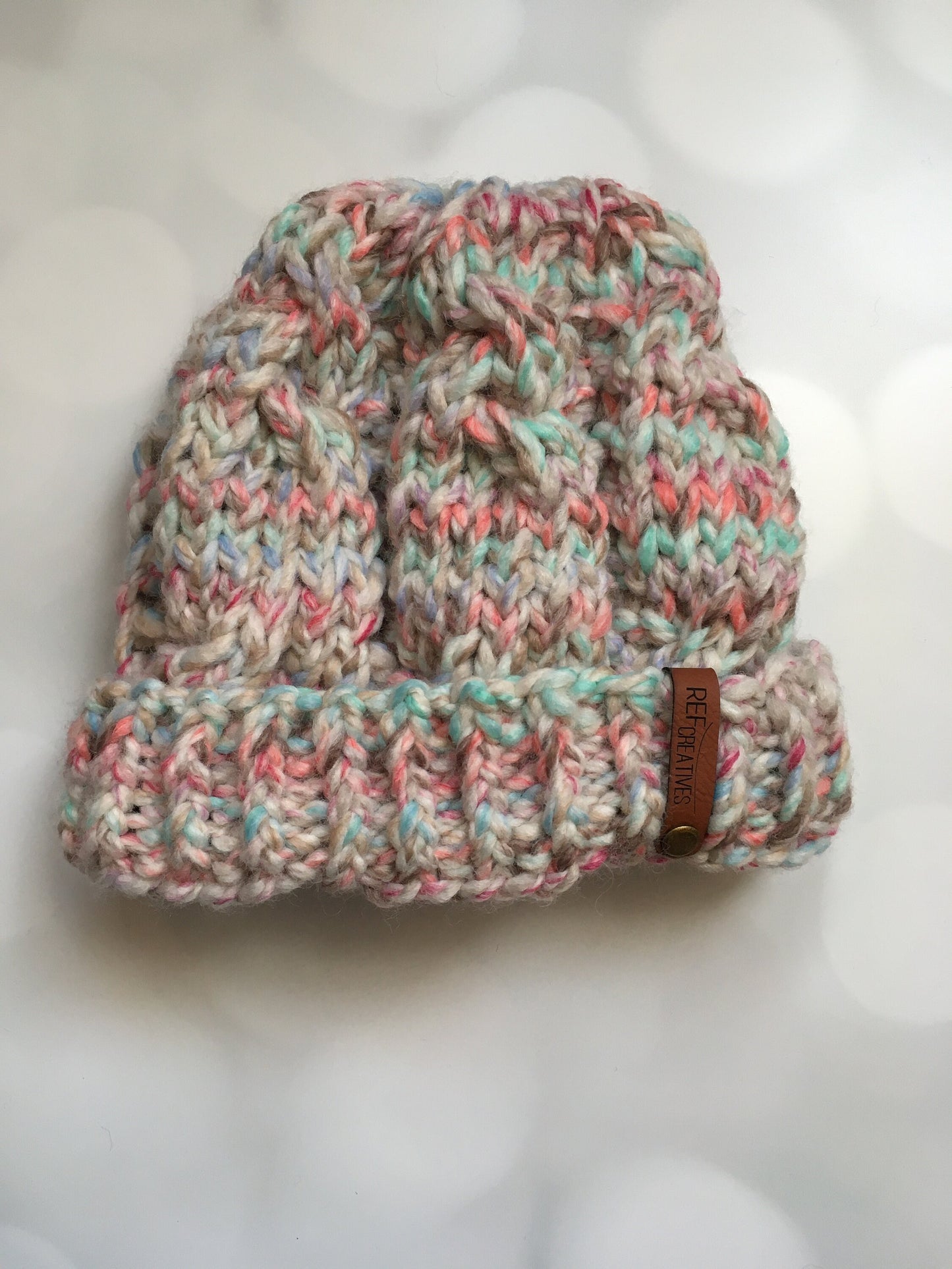 Cotton Candy Twist Hand Knit Hat