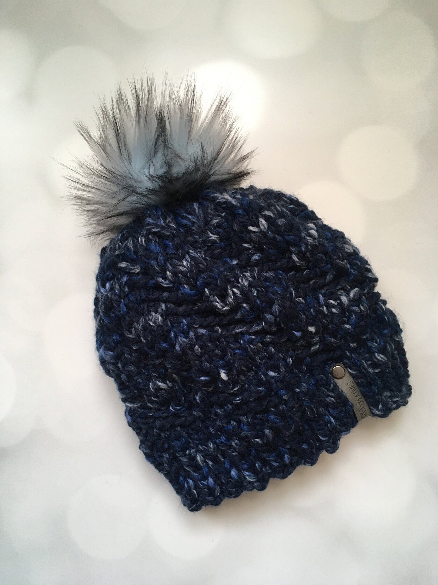 Blue Confetti Hand Knit Hat