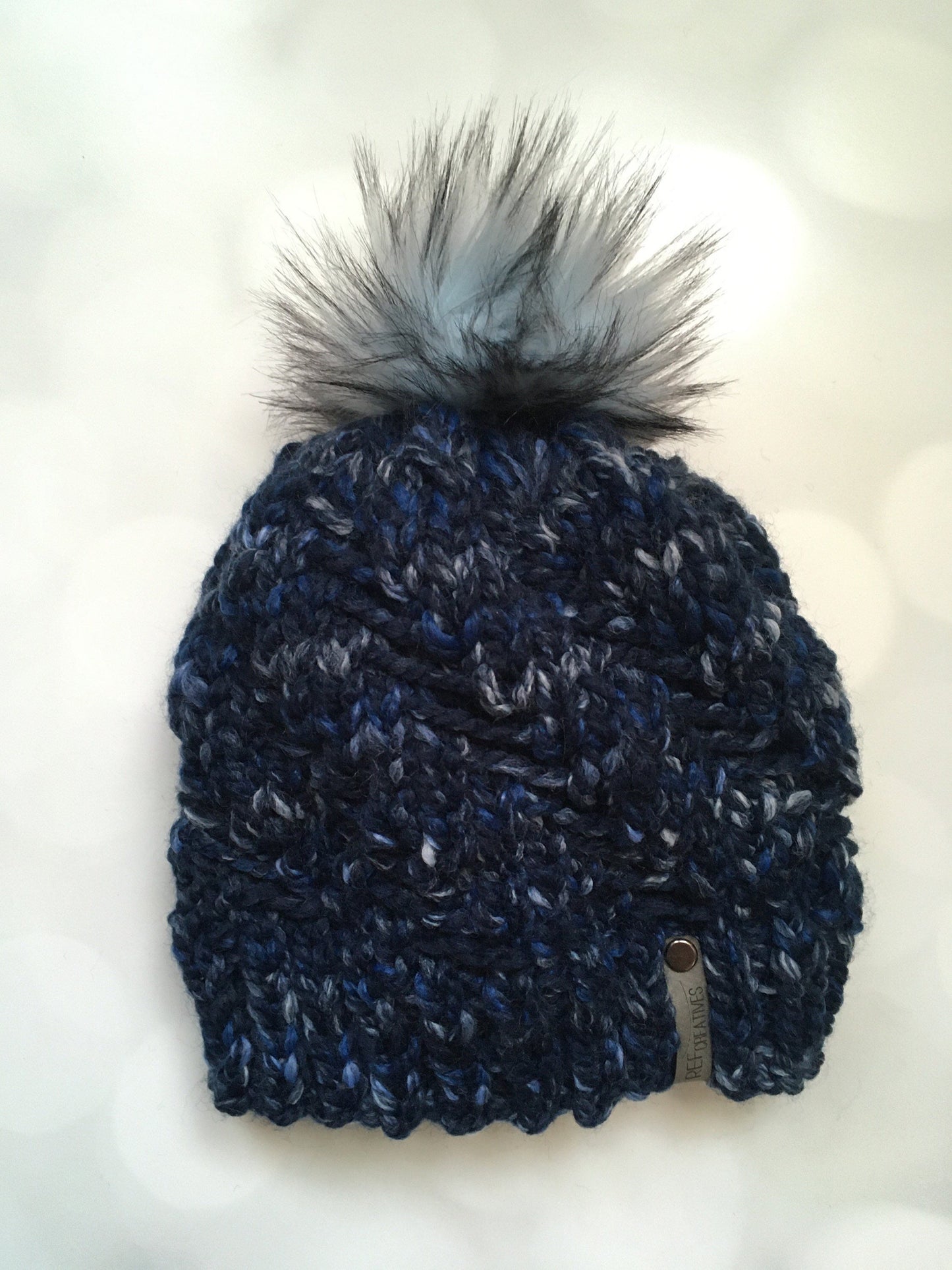 Blue Confetti Hand Knit Hat