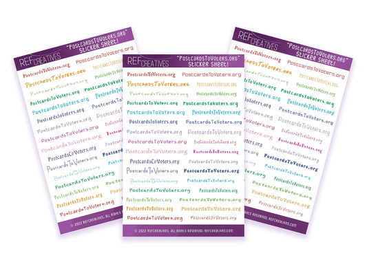 Postcards To Voters Sticker Sheet - Rainbow Colors!