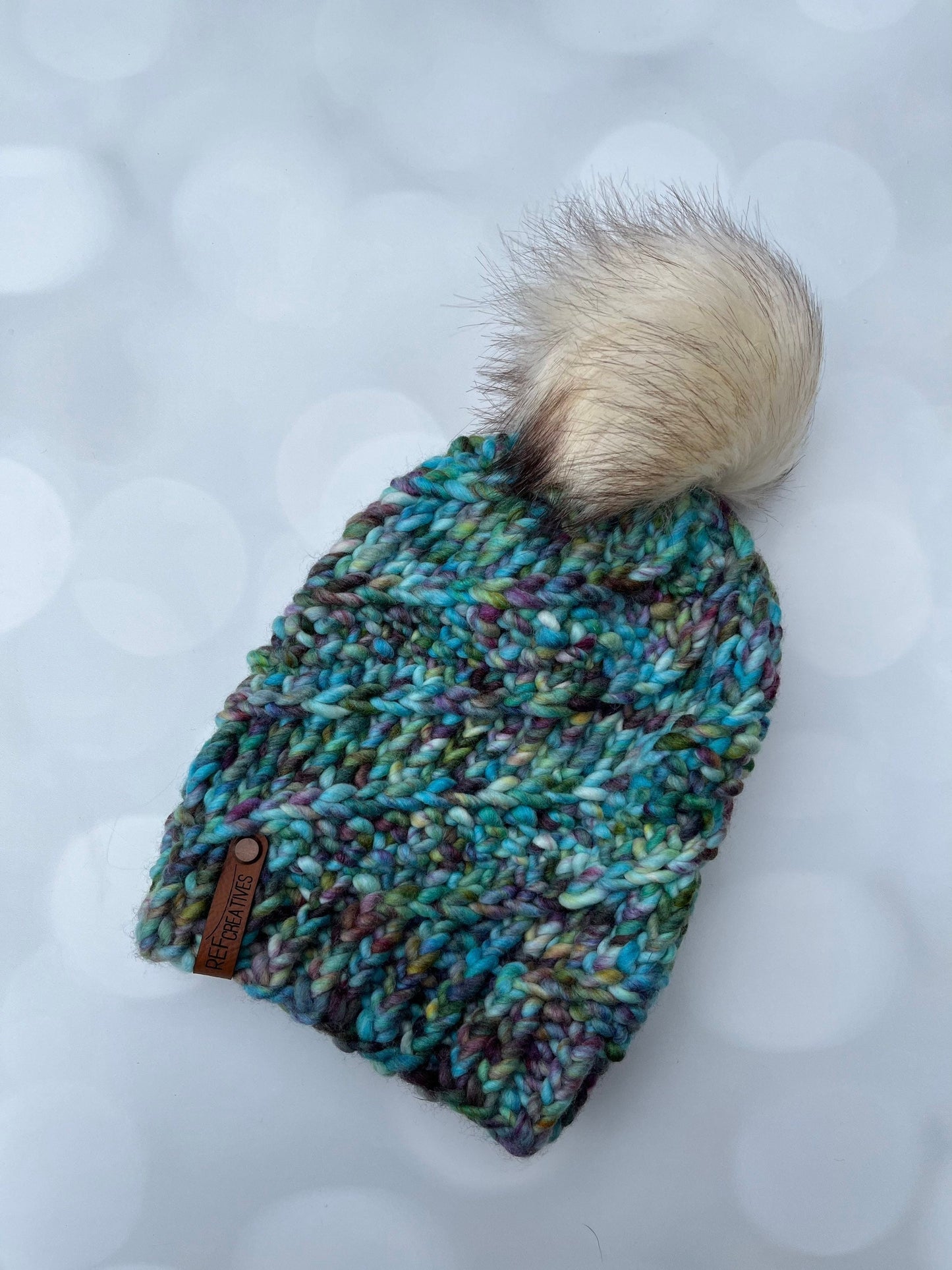 Cool Confetti Hand Knit Hat with Hand Dyed Yarn