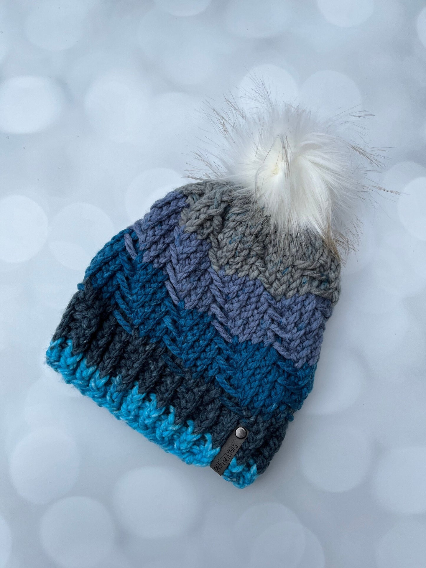 Winter Blues Hand Knit Hat