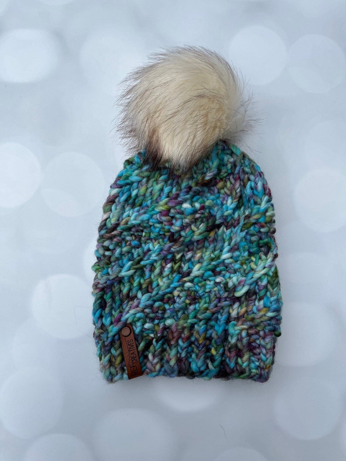 Cool Confetti Hand Knit Hat with Hand Dyed Yarn