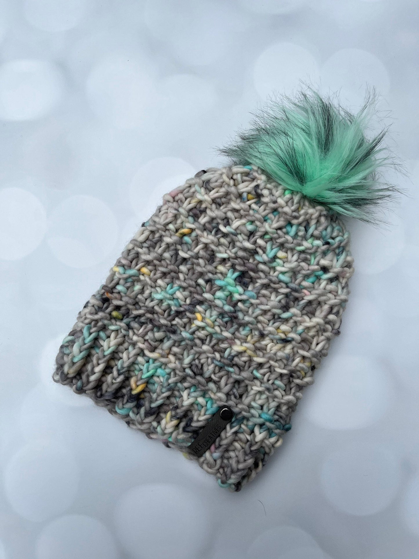 Stormy Seas Hand Knit Hat with Hand Dyed Yarn