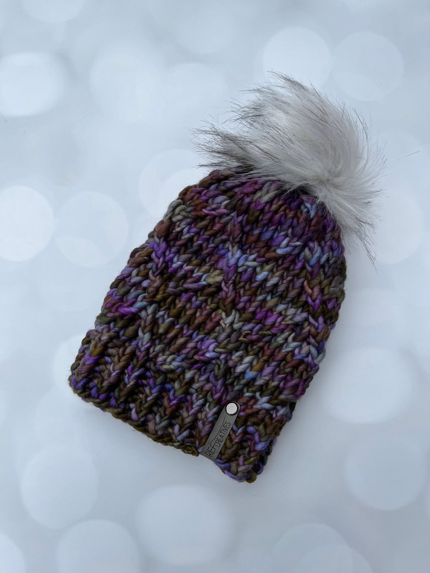 Luxury Moody Merino Wool Knit Hat - Blackberry Bush Lattice Hand Knit Hat with Hand Dyed Yarn