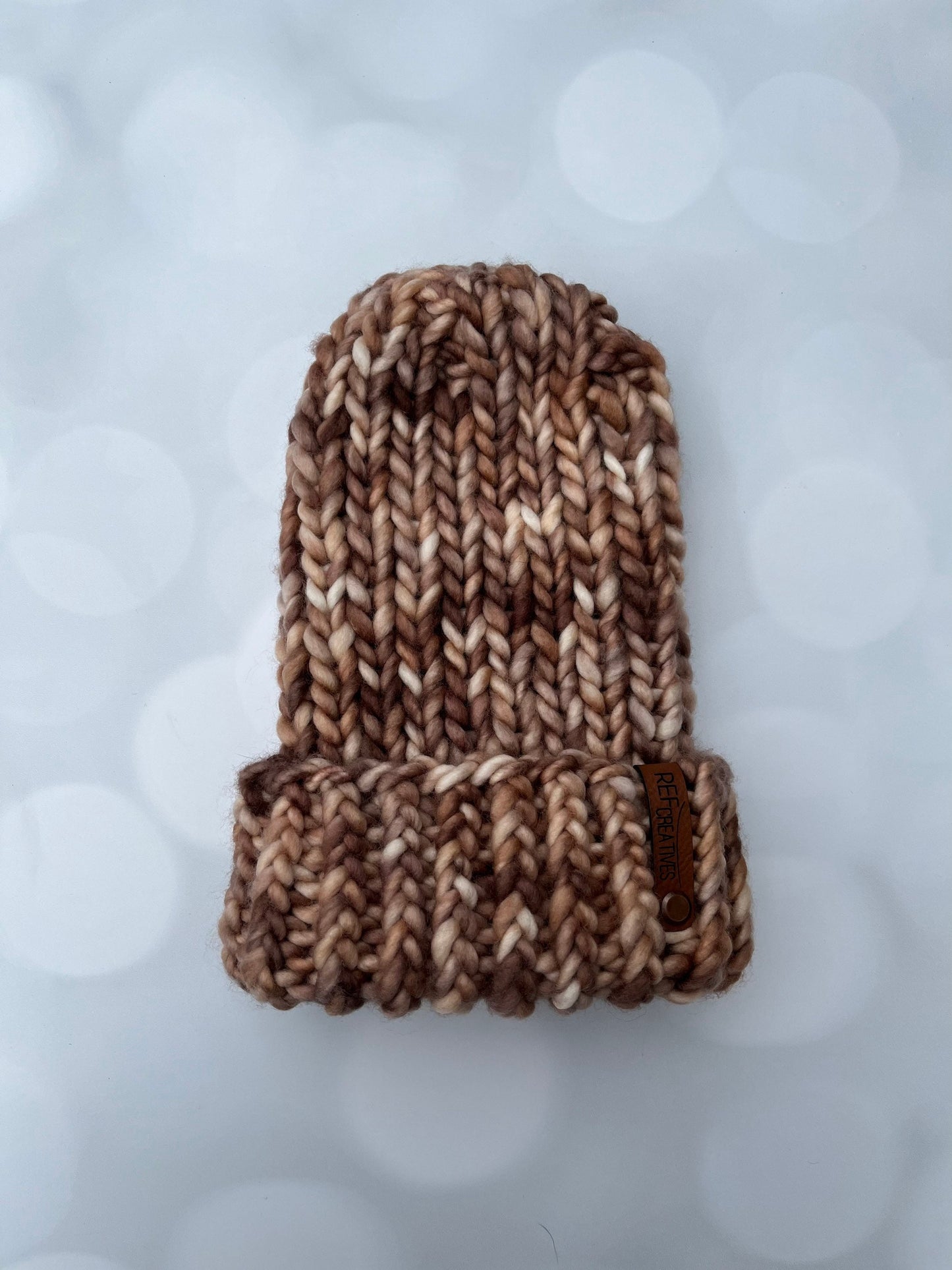 Luxury Brown Merino Wool Knit Hat - Wildwood Beanie Hand Knit Hat with Hand Dyed Yarn